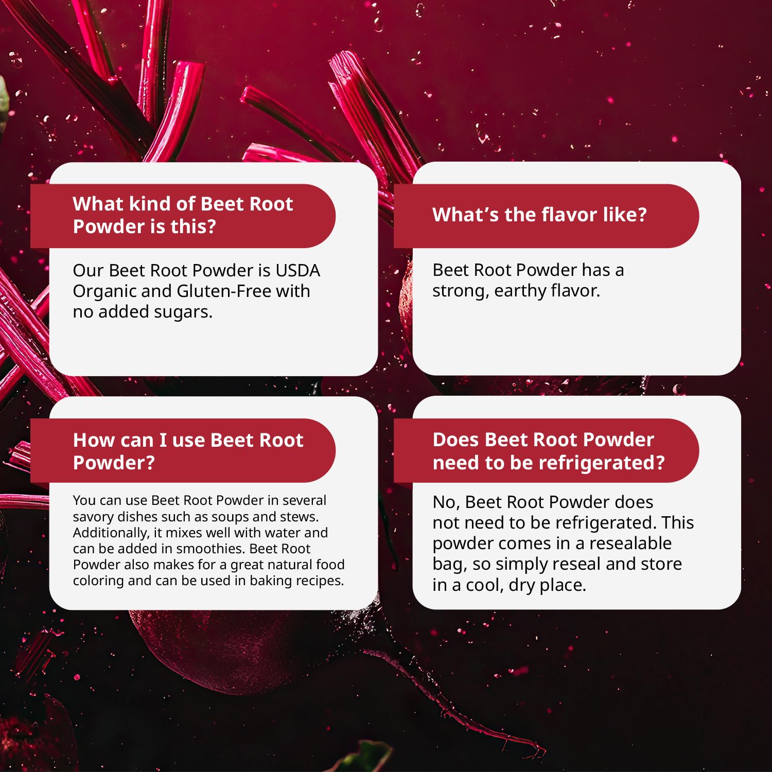 Kate Naturals Organic Beet Root Powder for Smoothies, Baking & Juice. Raw Beetroot Superfood & Natural Red Food Coloring