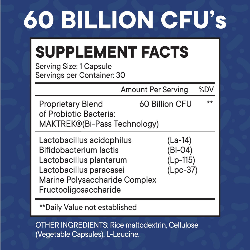 Probiotics 60 Billion CFU with Prebiotic Formula - Probiotics for Women and Men and Adults, 100% Natural Digestive Enzymes,