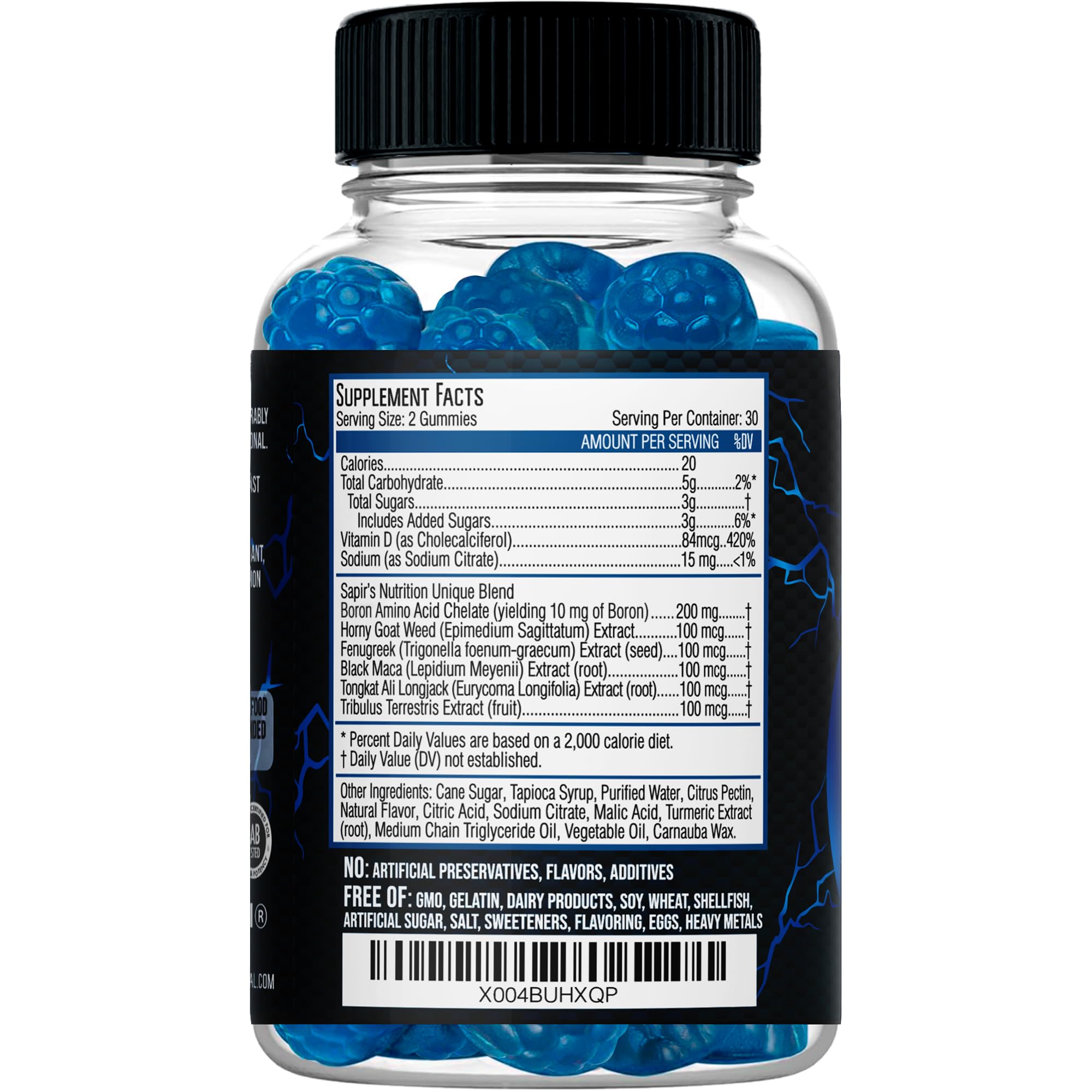 Testosterone Booster Gummies, Male Enhancing Supplement, Add 2 in” Enlargement Gummies for Men , Male Enhancement Chews Energy, Strength, Stamina, Endurance, Performance, Natural Blue Berry Chews Sapir's Nutrition Au supplements