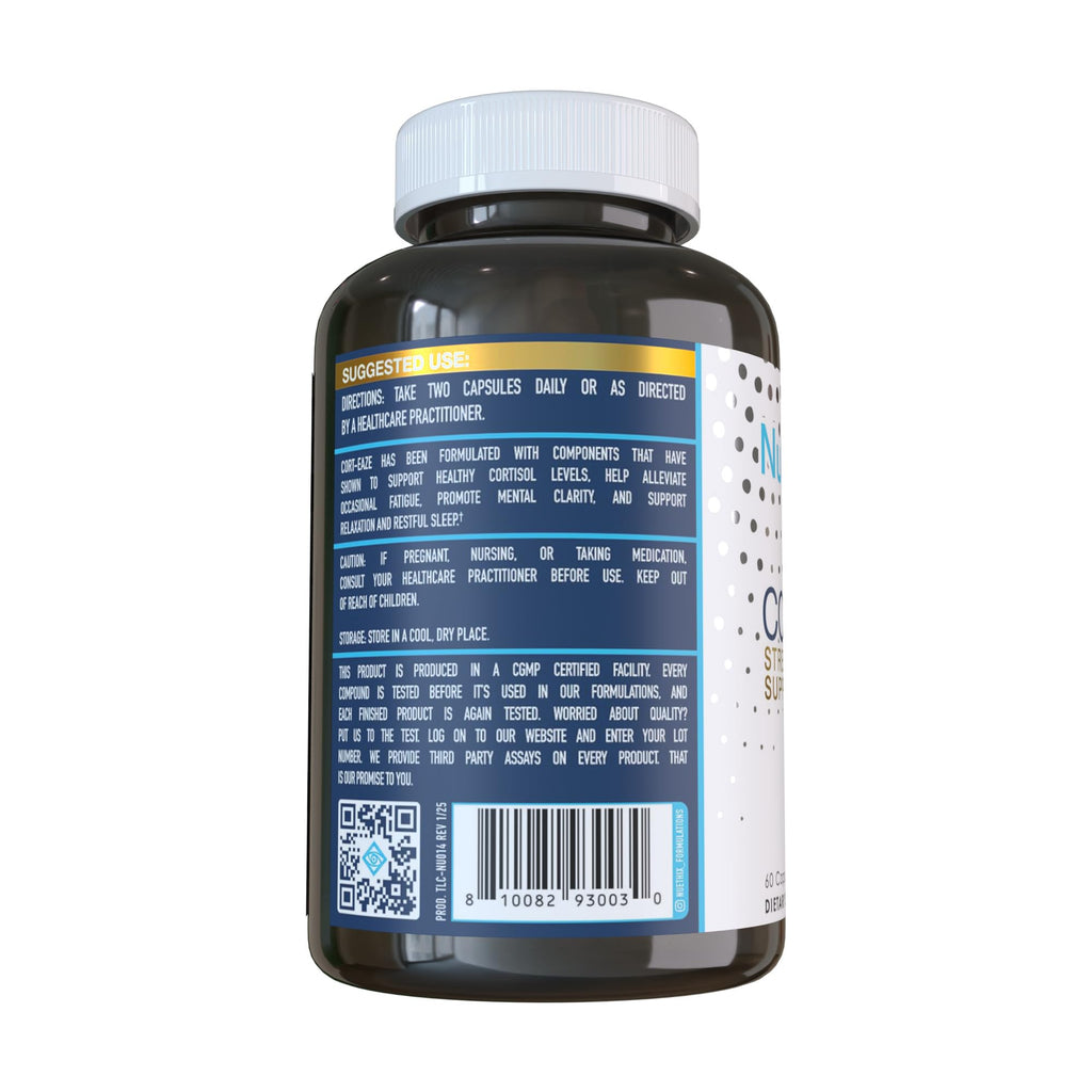 NuEthix Formulations Cort-Eaze - Cortisol Supplement - Health Support Supplement with Ashwagandha, L-Theanine & Rhodiola Rosea - Relaxation and Deep Sleep, 60 Capsules, 30 Servings NuEthix Formulations Au supplements