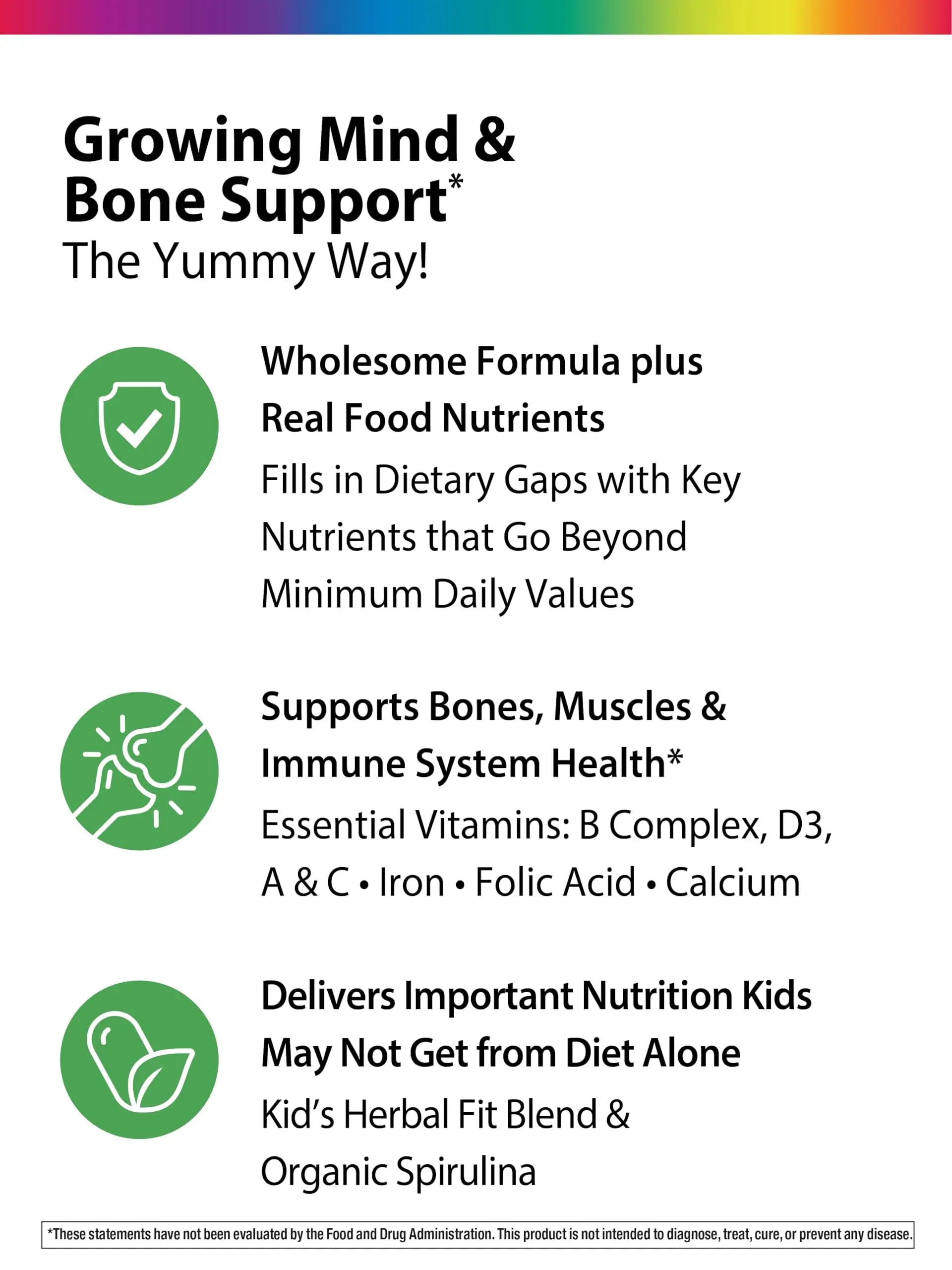 Rainbow Light Kids One + Multivitamin | 50 Chewable Tablets | with Iron & Tummy Friendly Probiotics | Fruit Punch Flavor | Real Food Nutrients Rainbow Light Au supplements