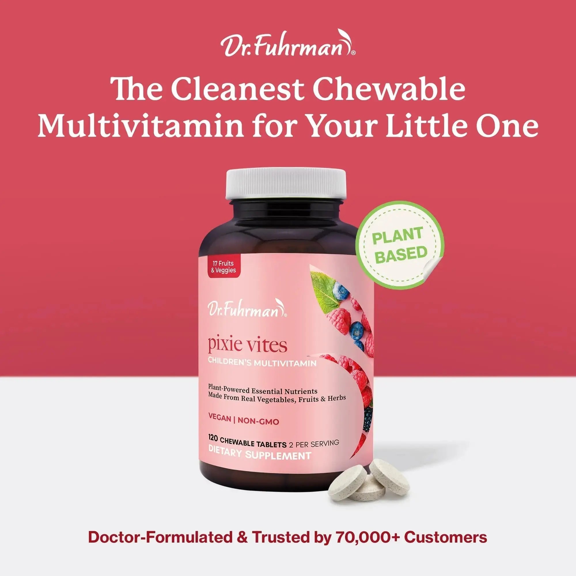Dr. Fuhrman Pixie Vites Chewable Children's multivitamin | Whole Food Kids Multi with Vitamin D3, K2 & Zinc | Dr. Fuhrman Au supplements