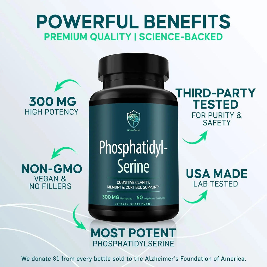Phosphatidylserine Supplement – Premium Nootropic for Brain Health, Memory, Focus & Stress Support – 300mg Sunflower Lecithin NeuroGuard Au supplements