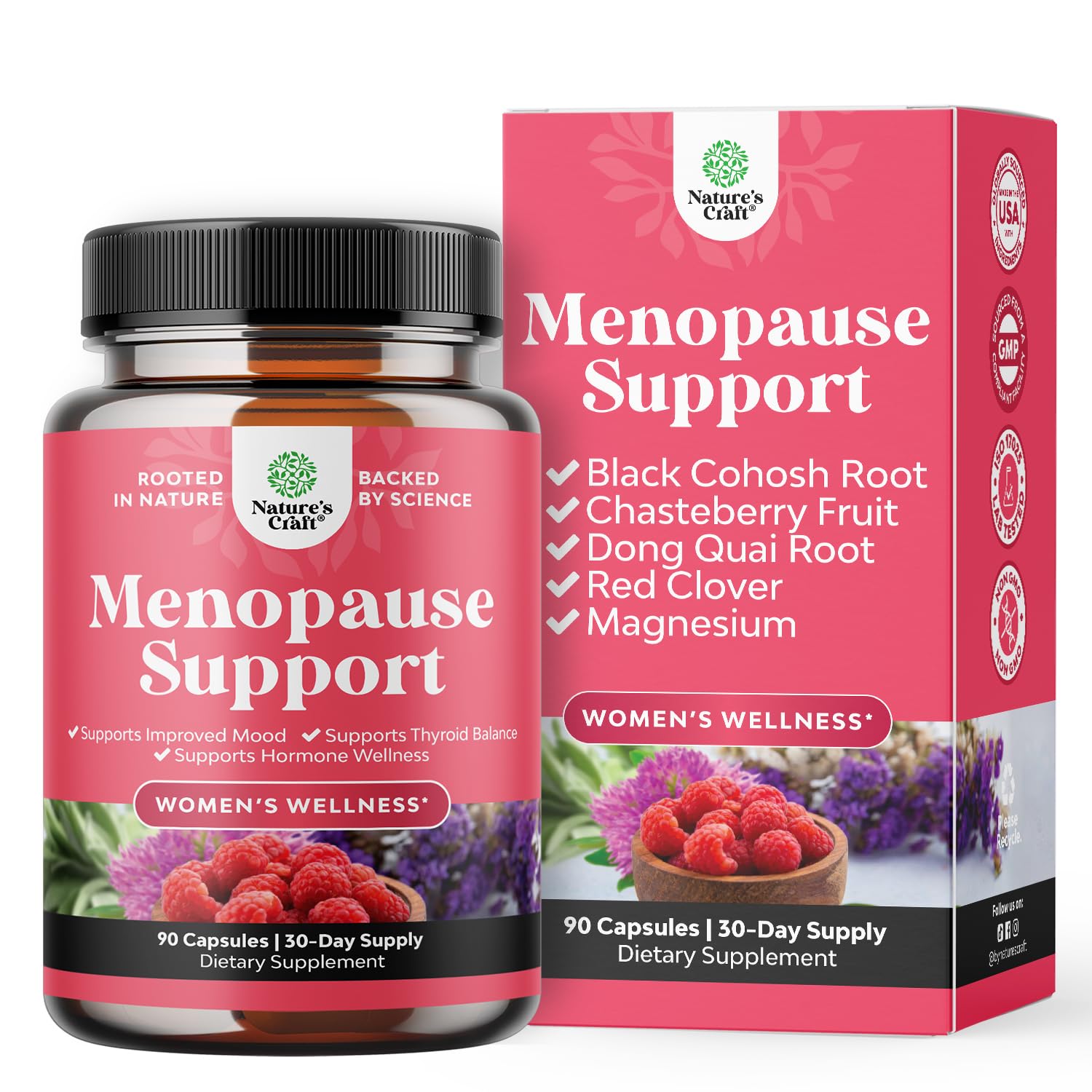 Complete Herbal Menopause Supplement for Women - Multibenefit Menopause Ease Hormone Balance for Women for Night Sweats Mood and More with Dong Quai Vitex Chaste Berry and Black Cohosh - 90 Count Natures Craft Au supplements