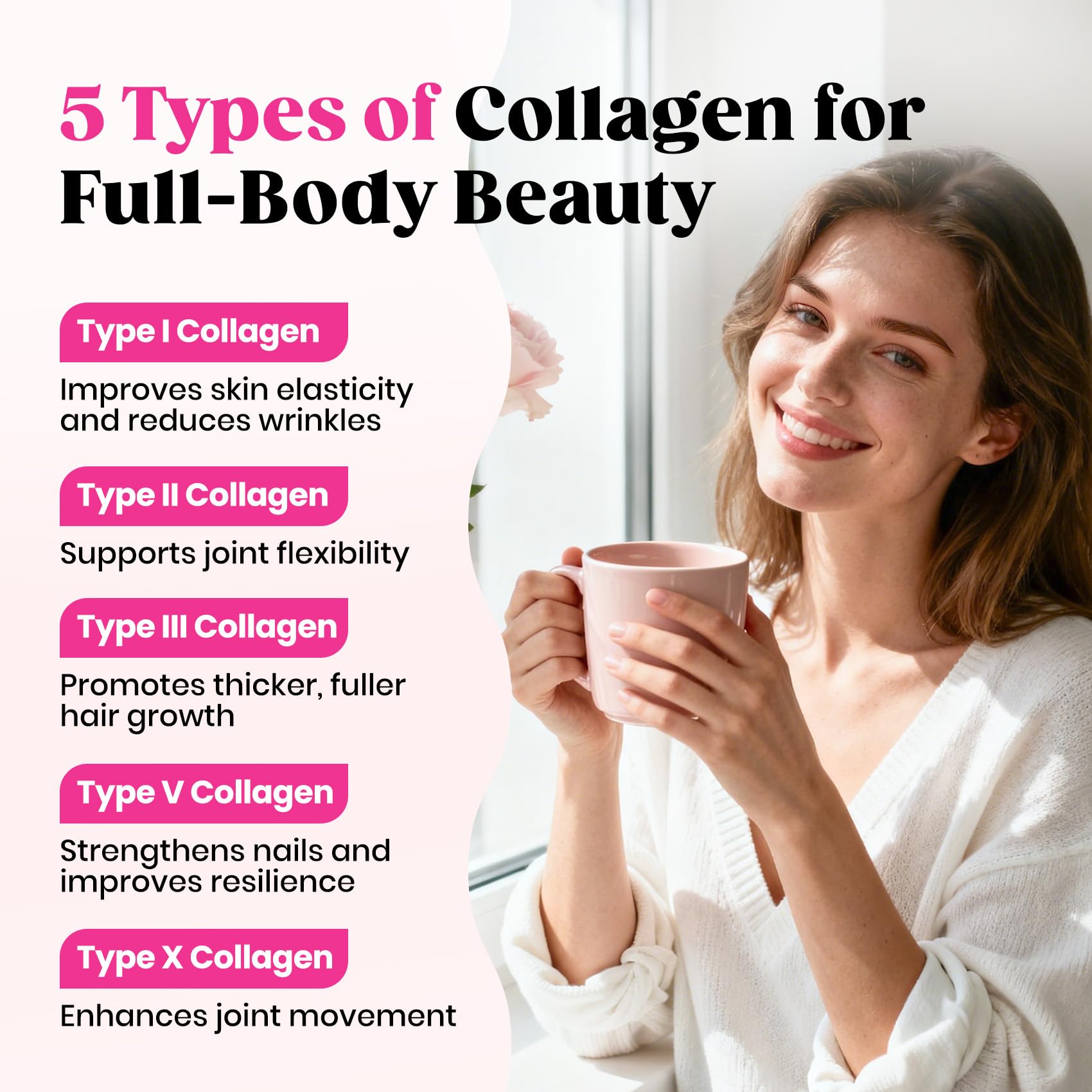 Venture Pal Multi Collagen Powder Type I, II, III, V, X – Hydrolyzed Collagen Peptides MSM, GC, Hyaluronic Acid Vitamin C | Collagen Supplement for Women