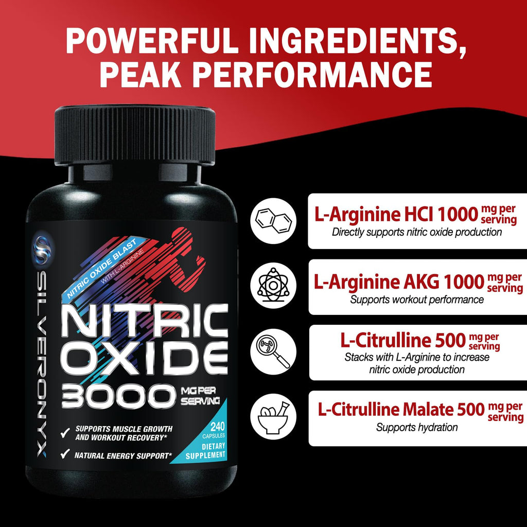 Extra Strength Nitric Oxide Booster - 3X Strength L-Arginine AKG & Citrulline Malate - Men & Women Premium Pre Workout Nitric Booster - Natural Energy & Muscle Support