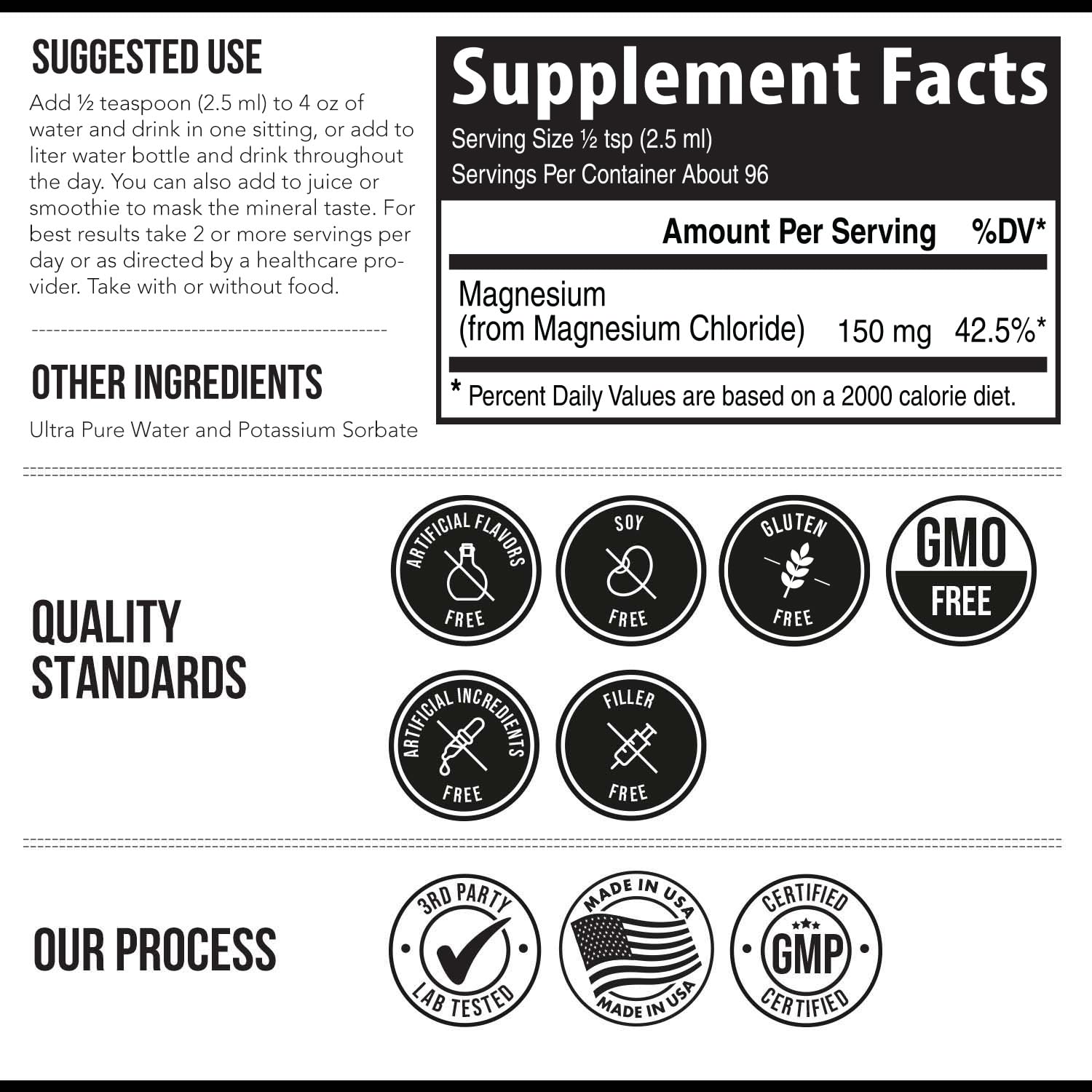 Liquid Magnesium | 8 oz - Ionic Magnesium Chloride, Highest & Fastest Absorption - Calm Mood, Sleep, Muscle Cramps & Spasms, Natural Laxative – Vegan, Glass Bottle (96 Servings) Triquetra Health Au supplements