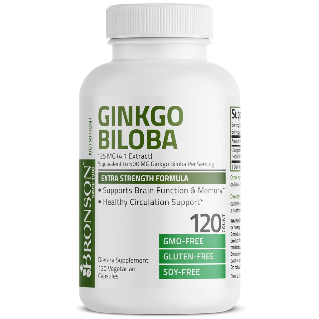 Bronson Ginkgo Biloba Extra Strength 125mg (4:1 Extract) Equivalent to 500mg Bronson Au supplements