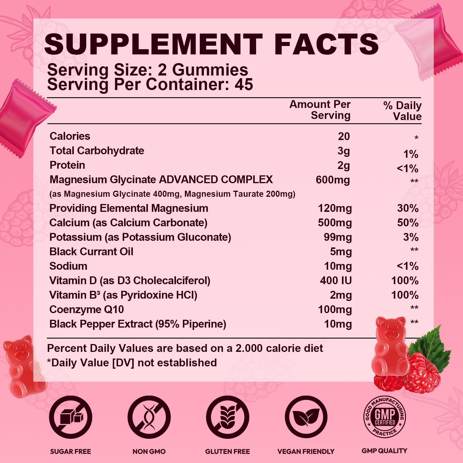 Magnesium Glycinate Gummies 600mg, High Absorption Magnesium Complex, Sugar Free Chewables Gummies with VitaminD & B6