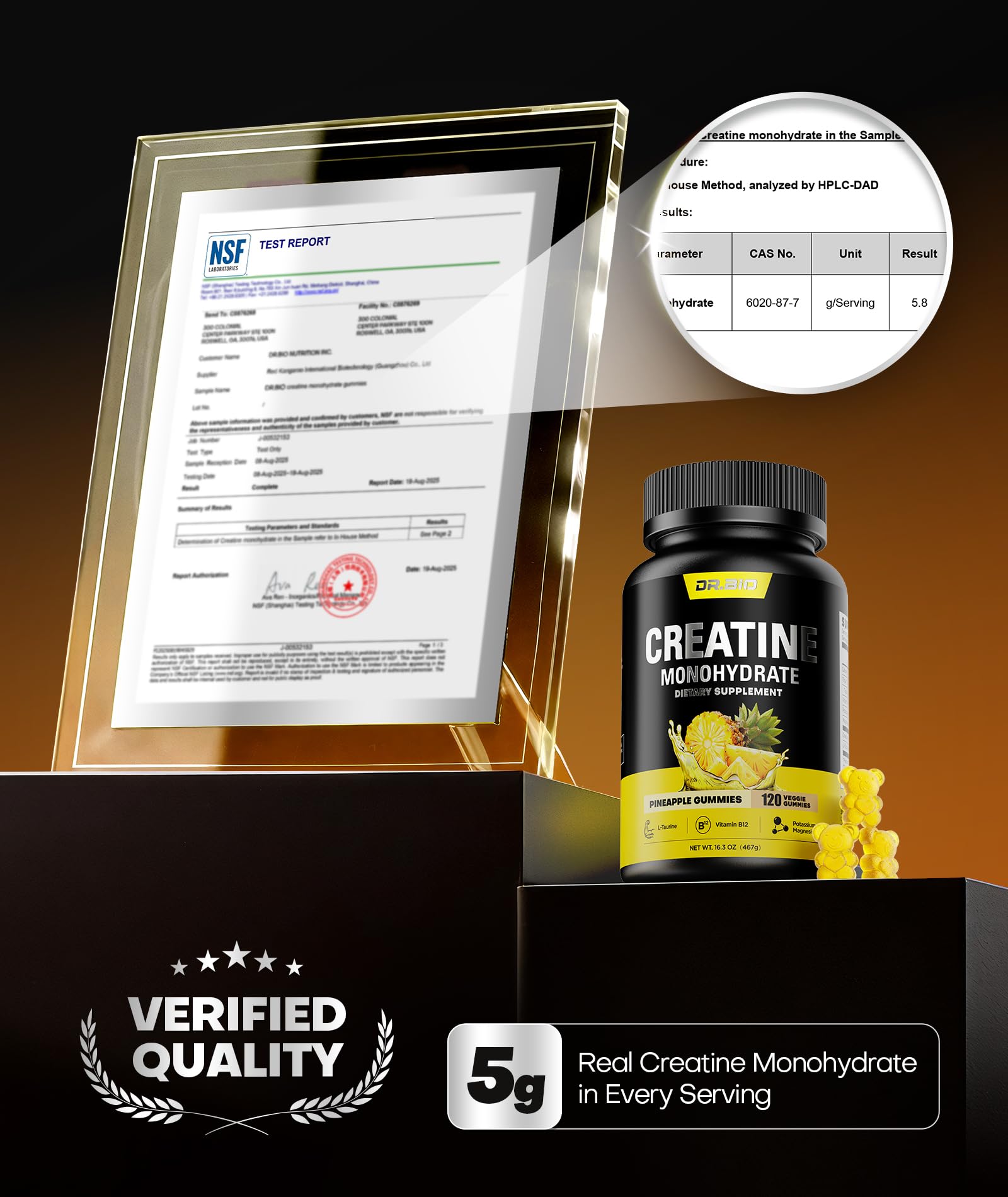 Instant Boost Creatine Monohydrate Gummies, Complex Formula with Real 5000mg Creatine, L-Taurine, B12, Mg & K, Pre-Workout Creatine for Women & Men to Support Energy