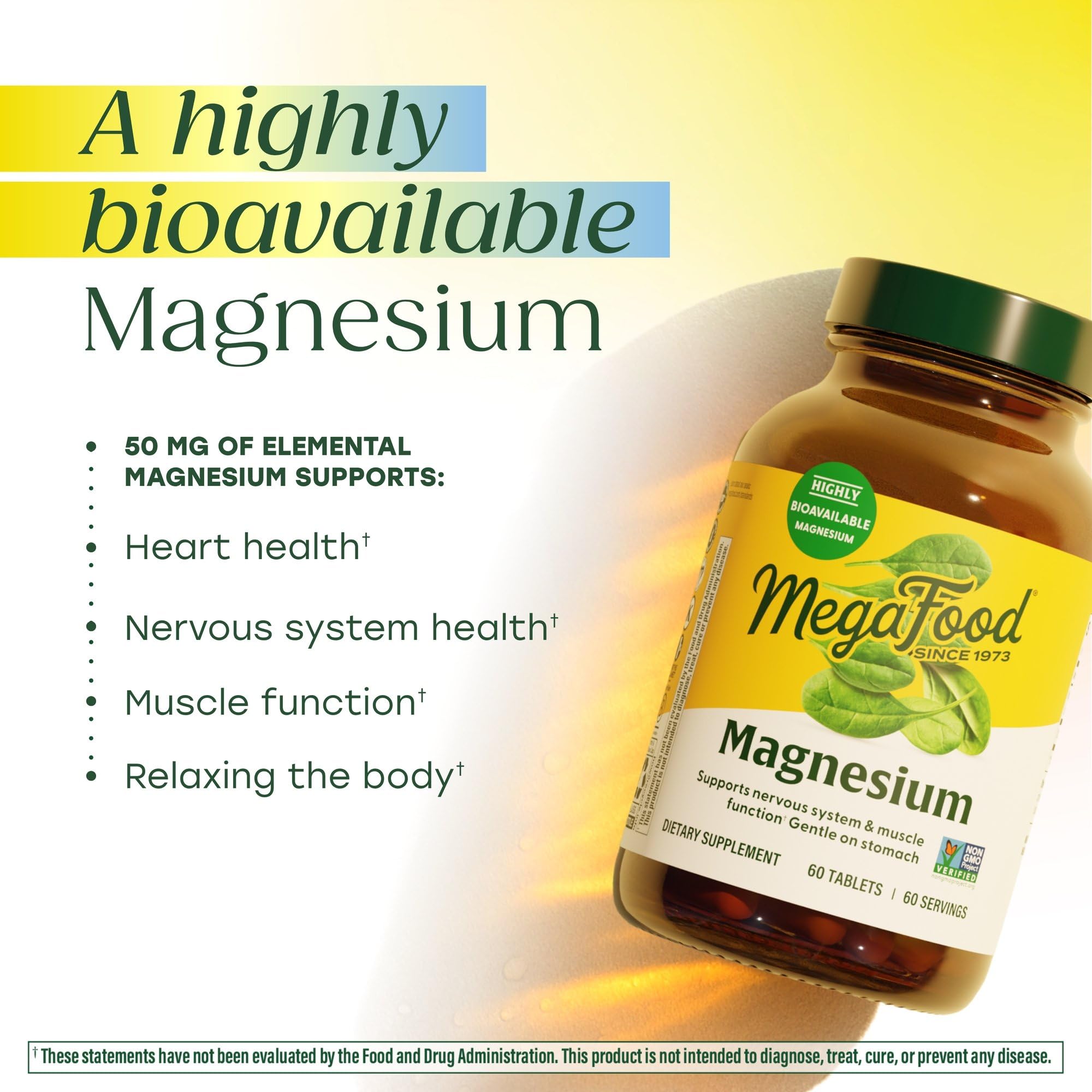 Megafood Magnesium Supplement with Fermented Magnesium Glycinate - Chelated - Supports Heart & Nervous System - Vegan Gluten-Free Non-GMO Kosher - Made Without 9 Food Allergens - 90 Tablets MegaFood Au supplements