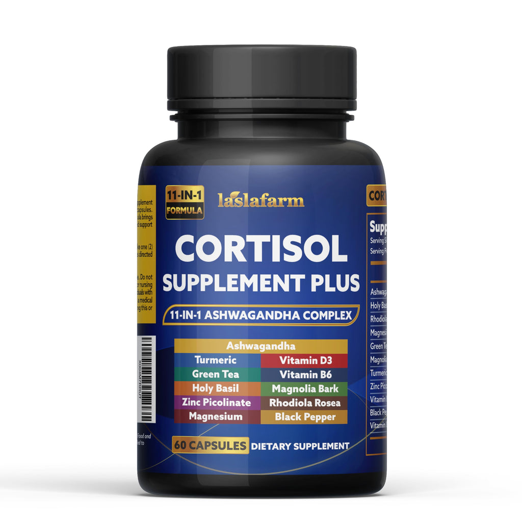 laslafarm 11in1 Cortisol Plus Supplement, 11in1 Ashwagandha and Natural Herbal Complex Vitamin Blend for Daily Mood, Focus and Sleep, Suitable for Women and Men 60 Capsules laslafarm Au supplements