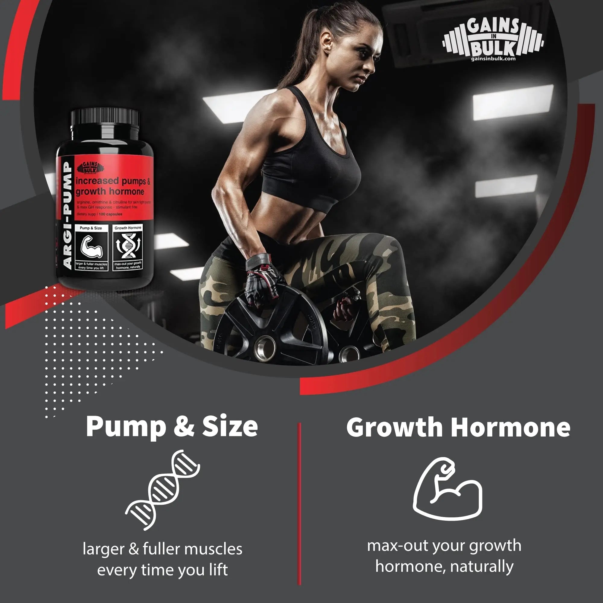 Gains in Bulk, Argi Pump, L-Arginine Nitric Oxide Booster with L-Citrulline and L-Ornithine GAINS IN BULK GAINSINBULK.COM Au supplements