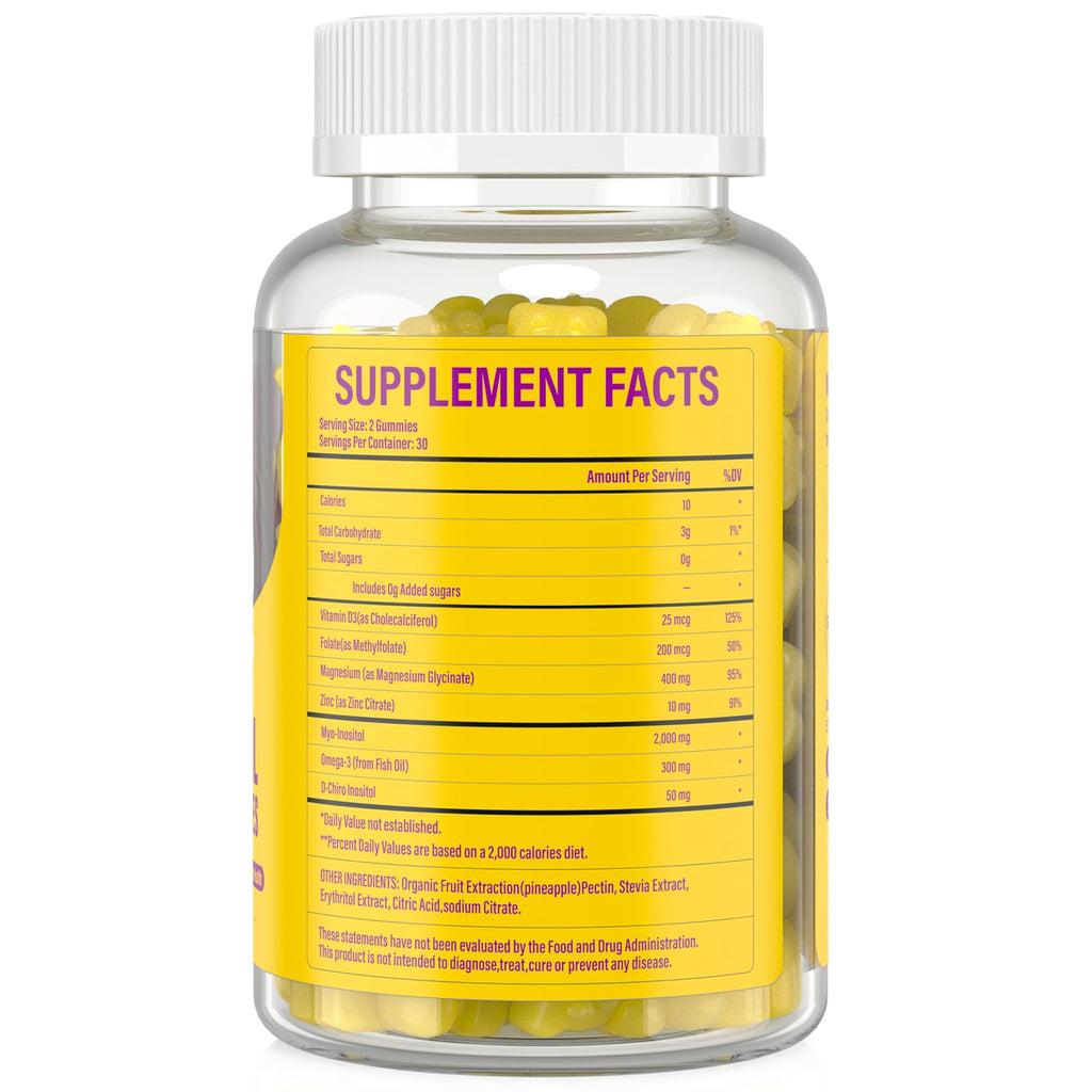 Lazpowfi Myo-Inositol & D-Chiro Inositol,Inositol Gummies with Vitamin D3, Magnesium Glycinate, Omega-3, Folate & Zinc, Inositol Supplement Menstrual Cycle for Women-40:1 Ratio-30 Day Supply Lazpowfi Au supplements