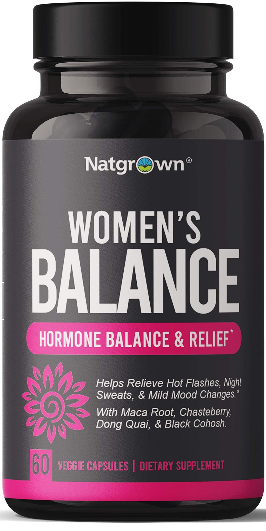 Natgrown Hormone Balance for Women PMS & Menopause Supplement for Fertility Hormonal & Menstrual Support, Helps Relief Hot Flashes - Maca Root, Vitex, Dong Quai & Black Cohosh Complex -Vegan Capsules Natgrown Au supplements