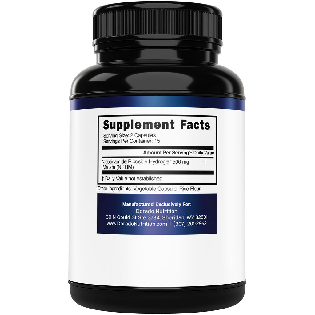 Nicotinamide Riboside 500mg (30 Count) NAD Supplement - NR Supplement For Women & Men to Support NAD+ Levels - NAD Booster - Third Party Tested - Vegan Safe, Non GMO & USA Made (30 Capsules) DORADO NUTRITION Au supplements