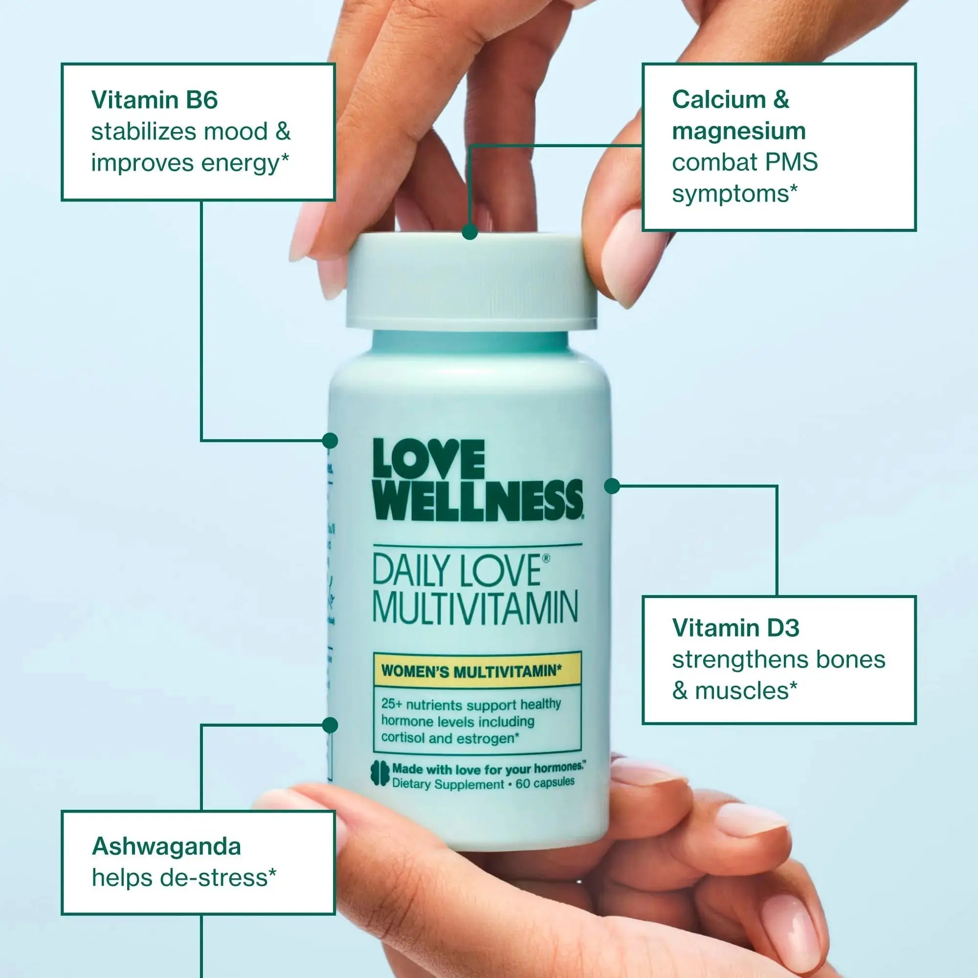 Love Wellness Daily Love Multivitamin for Women | Supports Energy, Cortisol, Immune Health, Stress Relief, & PMS | Complete with Vitamin D, C Love Wellness Au supplements