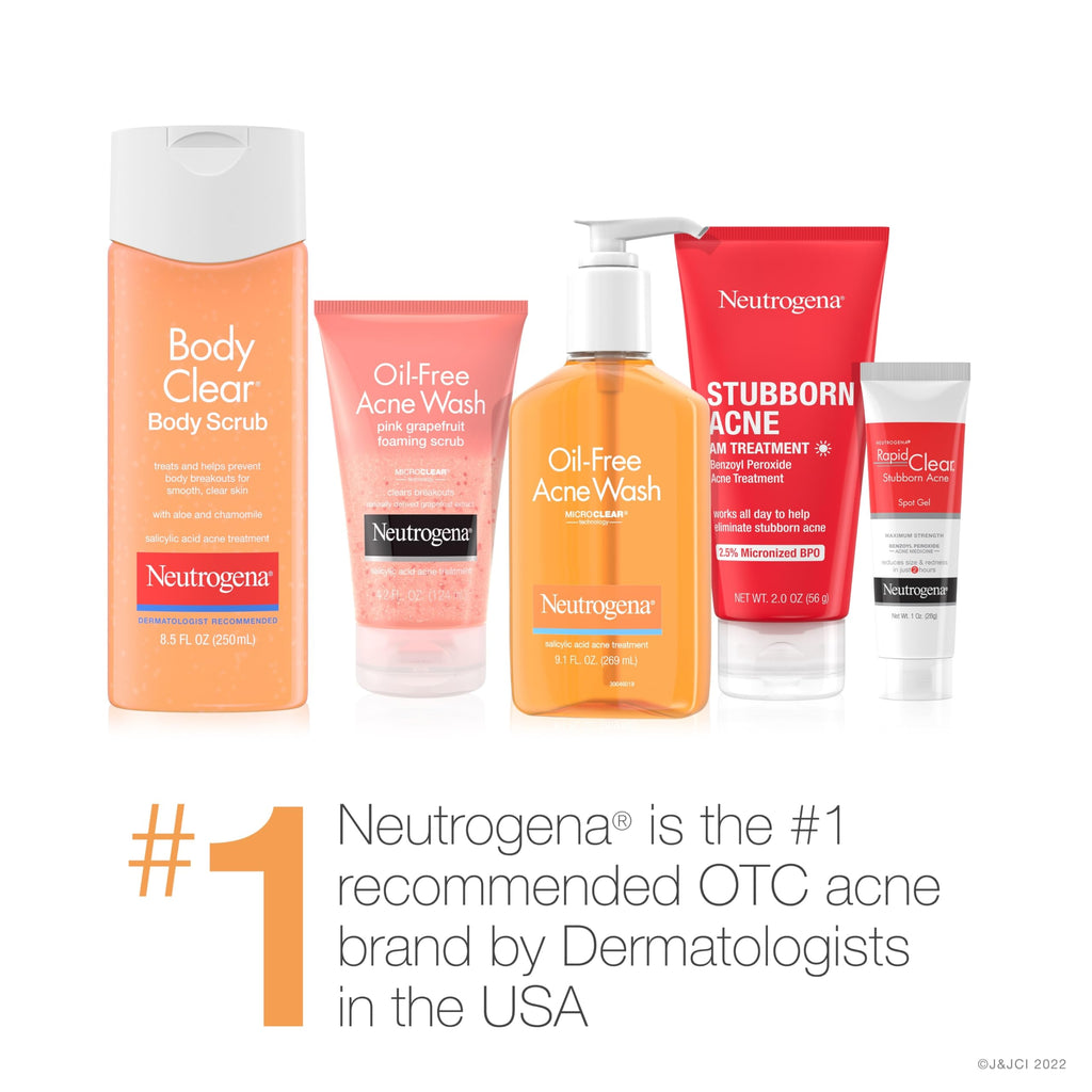 Neutrogena Body Clear Acne Body Wash and Exfoliating Body Scrub, 2% Salicylic Acid Cleanser, Chest, Shoulder & Back Acne Treatment