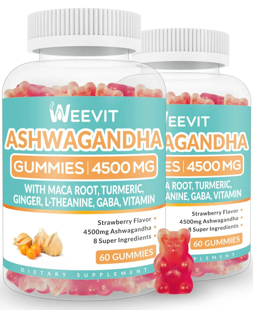 Ashwagandha Gummies 4500mg for Women & Men, Ashwagandha Gummy with Maca Root WEEVIT Au supplements