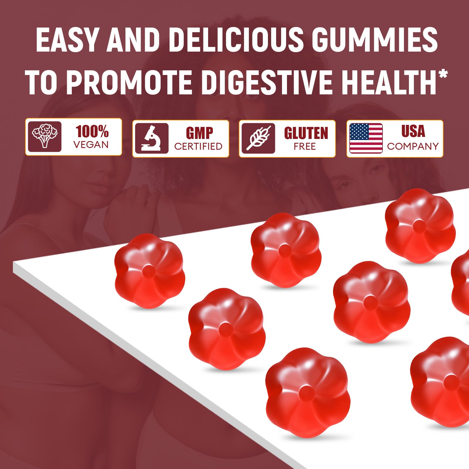 Migcopat Fiber Gummies with Probiotics,10G Fiber per Serving No Sugar Added Apple Flavor, with 10 Billion CFU Probiotics Blend, Apple Cider Vinegar,