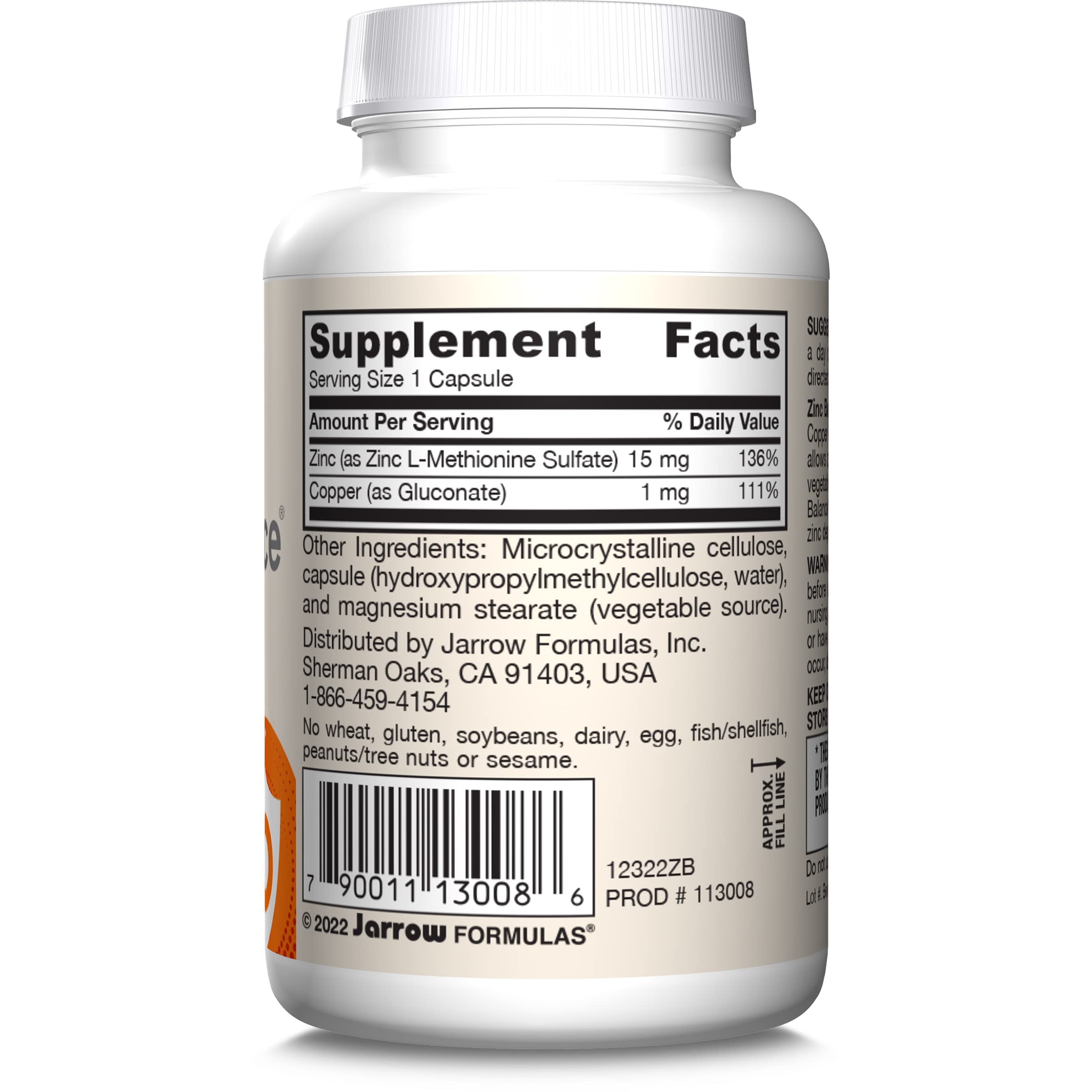 Jarrow Formulas Zinc Balance 15 mg - 100 Servings (Veggie Caps) - Zinc with Copper - Essential Minerals for Immune System Support - Immune Support Supplement - Gluten Free Copper Supplement, Vegan Jarrow Formulas Au supplements