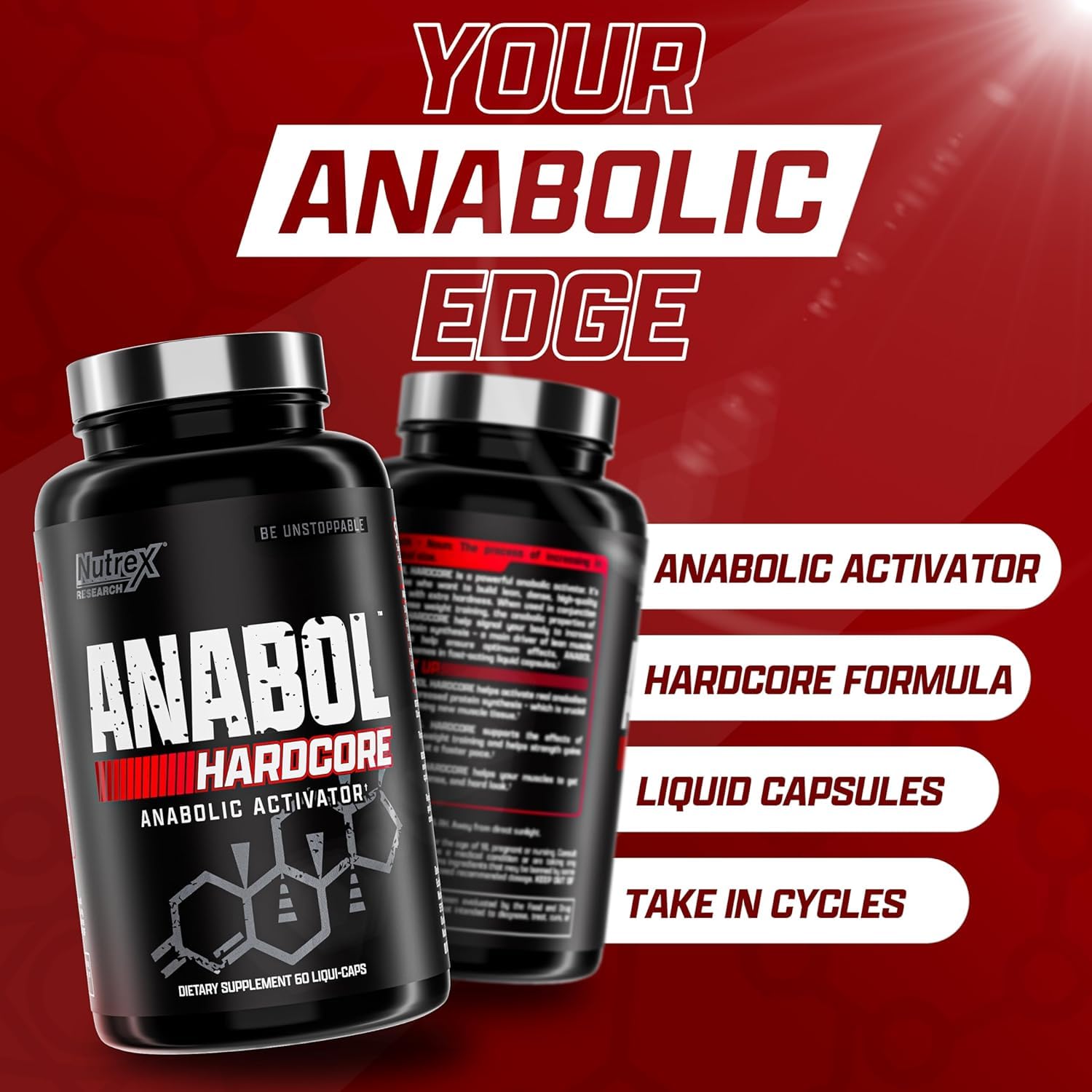Nutrex Research Anabol Hardcore Anabolic Activator, Muscle Builder and Hardening Agent, 60 Pills