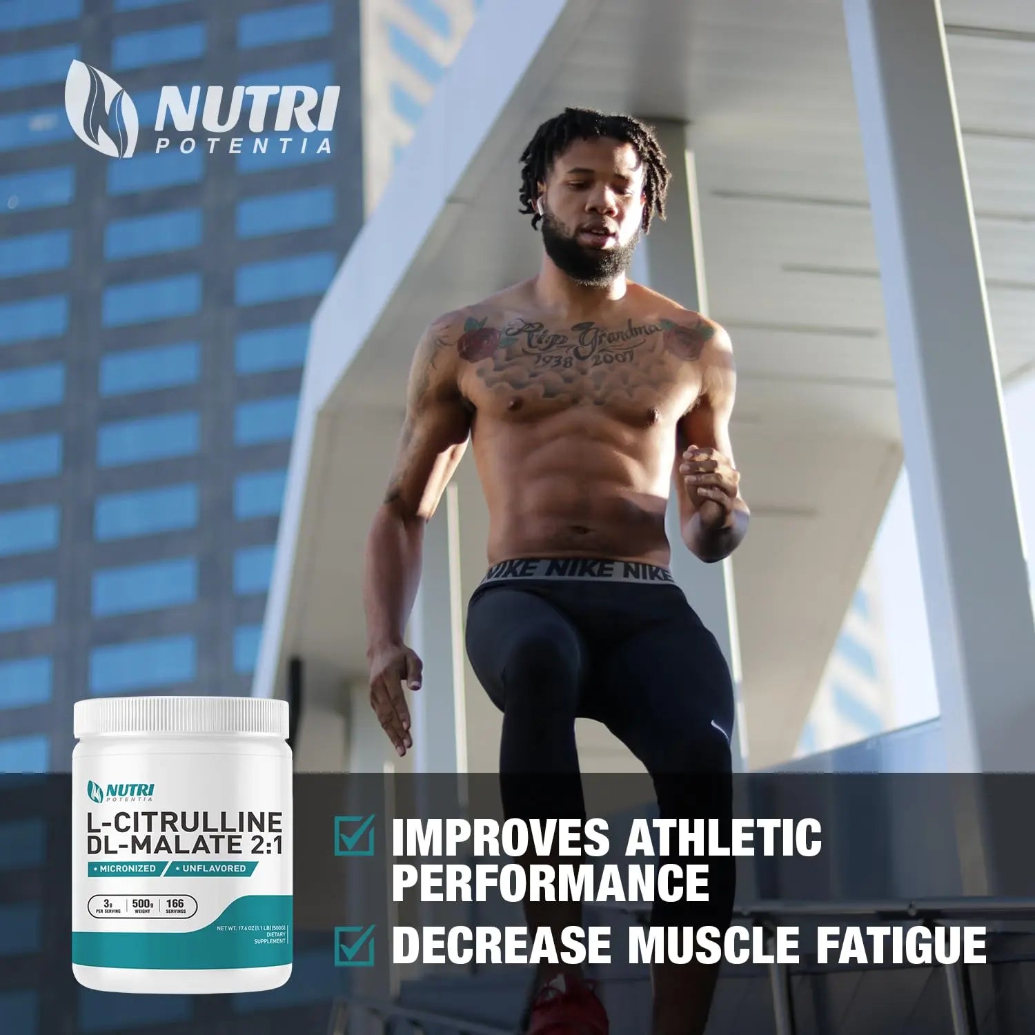 L-Citrulline Dl-Malate 2:1 Powder 500g, Pure L Citrulline Malate Supplement Preworkout NUTRI POTENTIA Au supplements