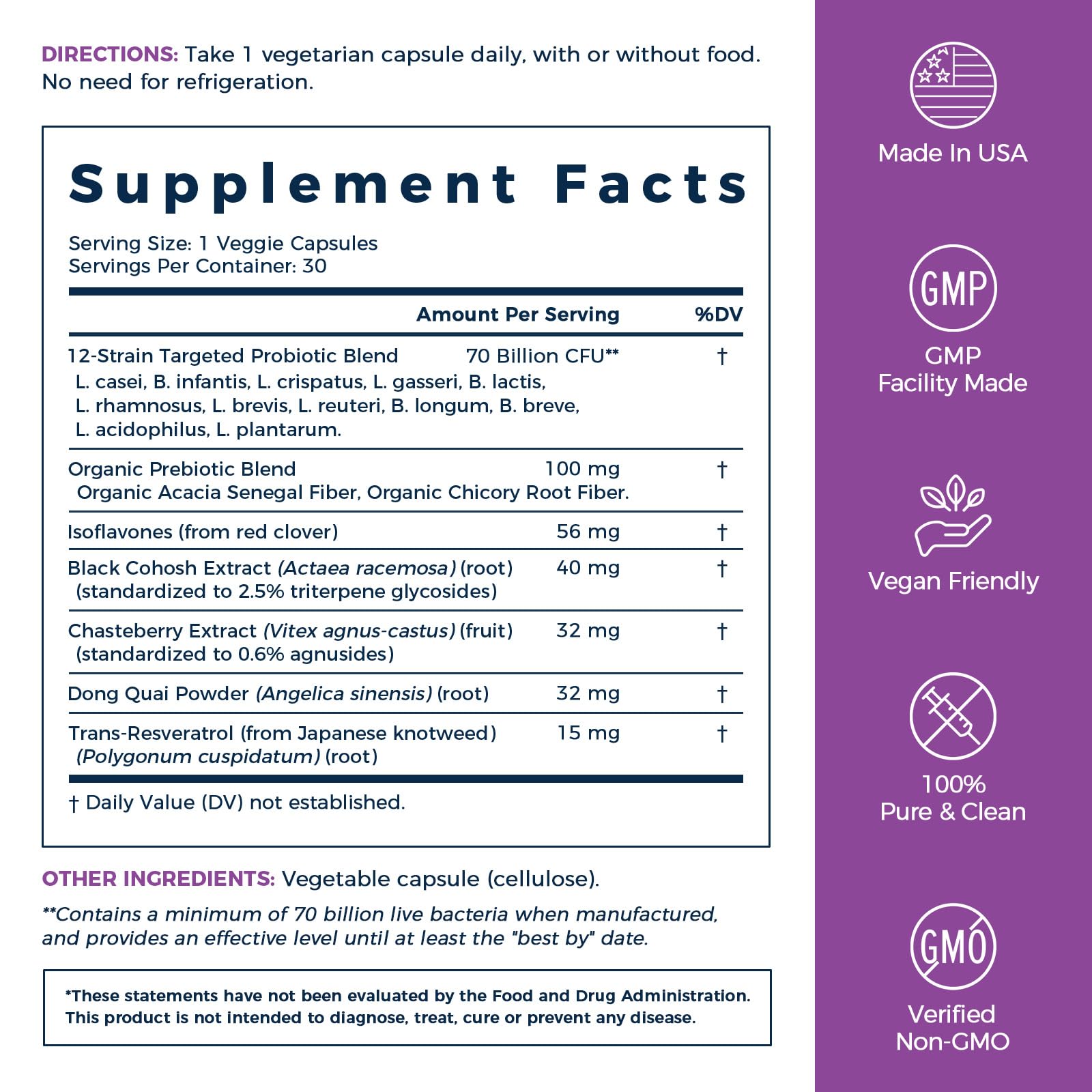 NewRhythm Menopause Probiotics for Women, 7-in-1 Relief, Prebiotics, Black Cohosh Trans-Resveratrol Chasteberry Red Clover Dong Quai, Hot Flashes Night Sweats, No Soy, No Estrogen, 30 Ct NewRhythm Au supplements