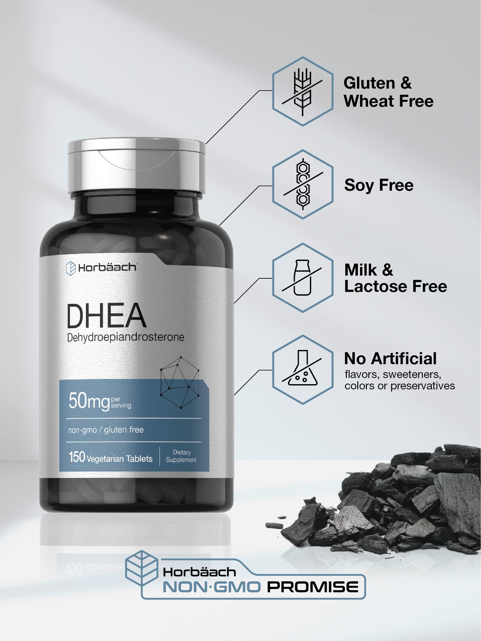 DHEA 50mg 150 Tablets | Non-GMO, Gluten Free Supplement | by Horbaach Horbäach Au supplements
