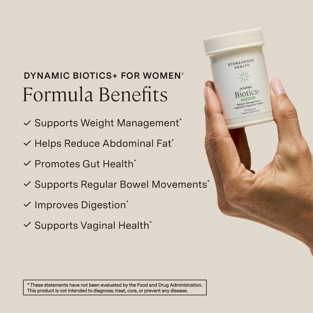 Stonehenge Health Biotics for Women Probiotic 70 Billion CFU, 24 Strains + Prebiotic Fiber, Weight Management, Focus & Mood, Digestive, Vaginal & Immune Support