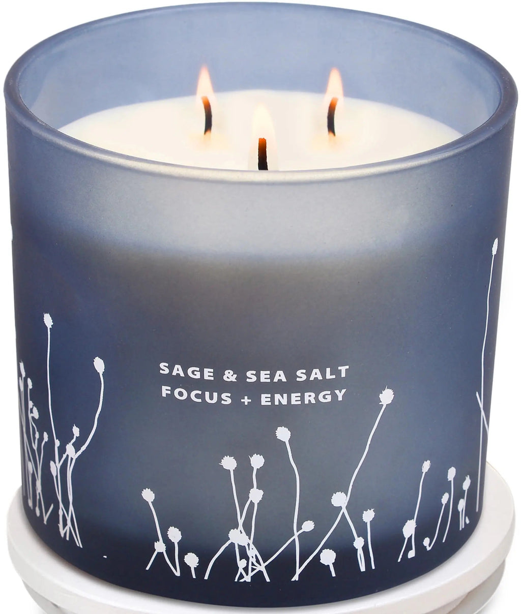 White Sage Sea Salt 3 Wick Candle 14.5 oz | Sage Candles for Cleansing House | Large Soy Candles GIFTAWAY Au supplements