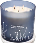 White Sage Sea Salt 3 Wick Candle 14.5 oz | Sage Candles for Cleansing House | Large Soy Candles GIFTAWAY Au supplements
