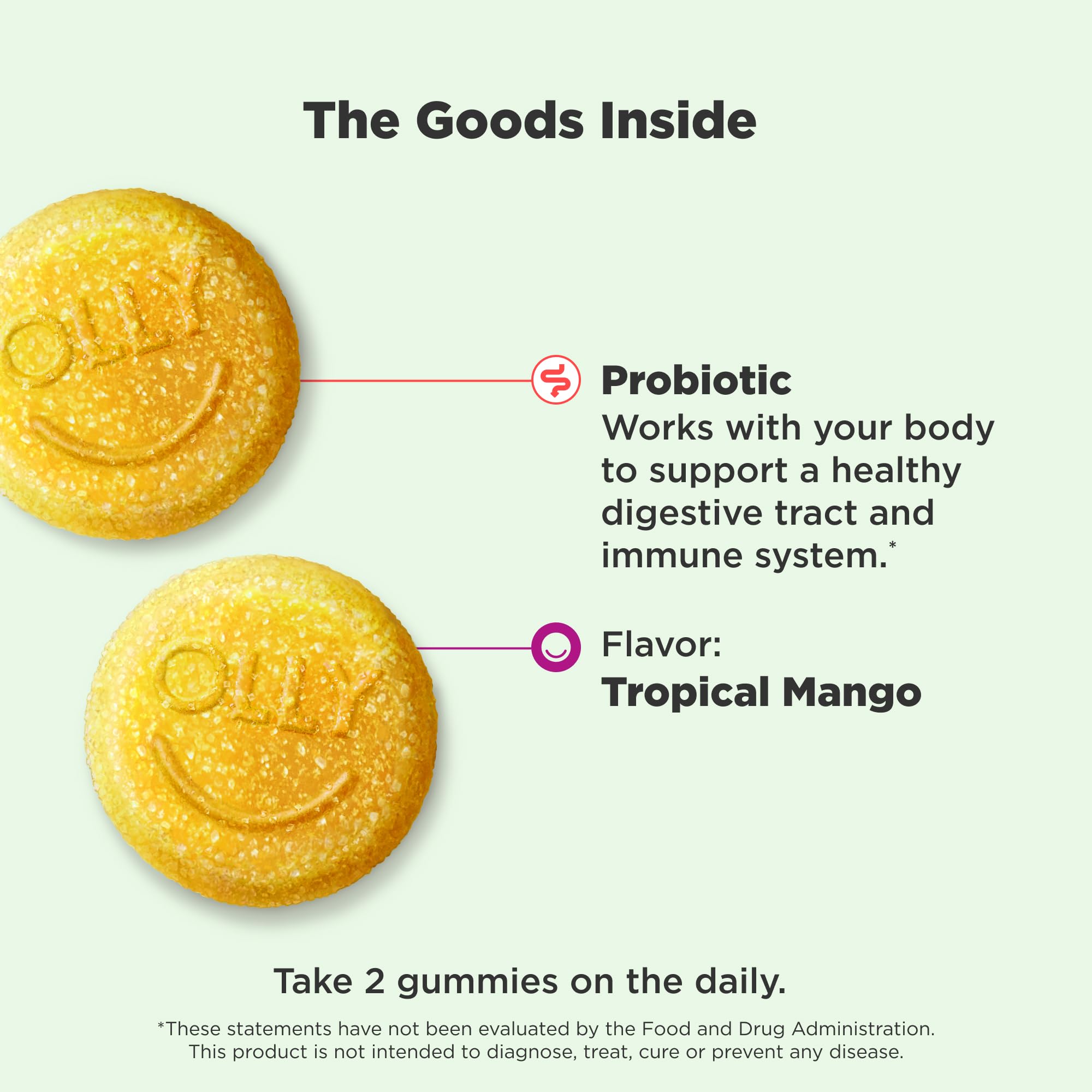 OLLY Probiotic Gummy, Immune and Digestive Support, 1 Billion CFUs, Chewable Probiotic Supplement, Mango, 25 Day Supply - 50 Count OLLY Au supplements