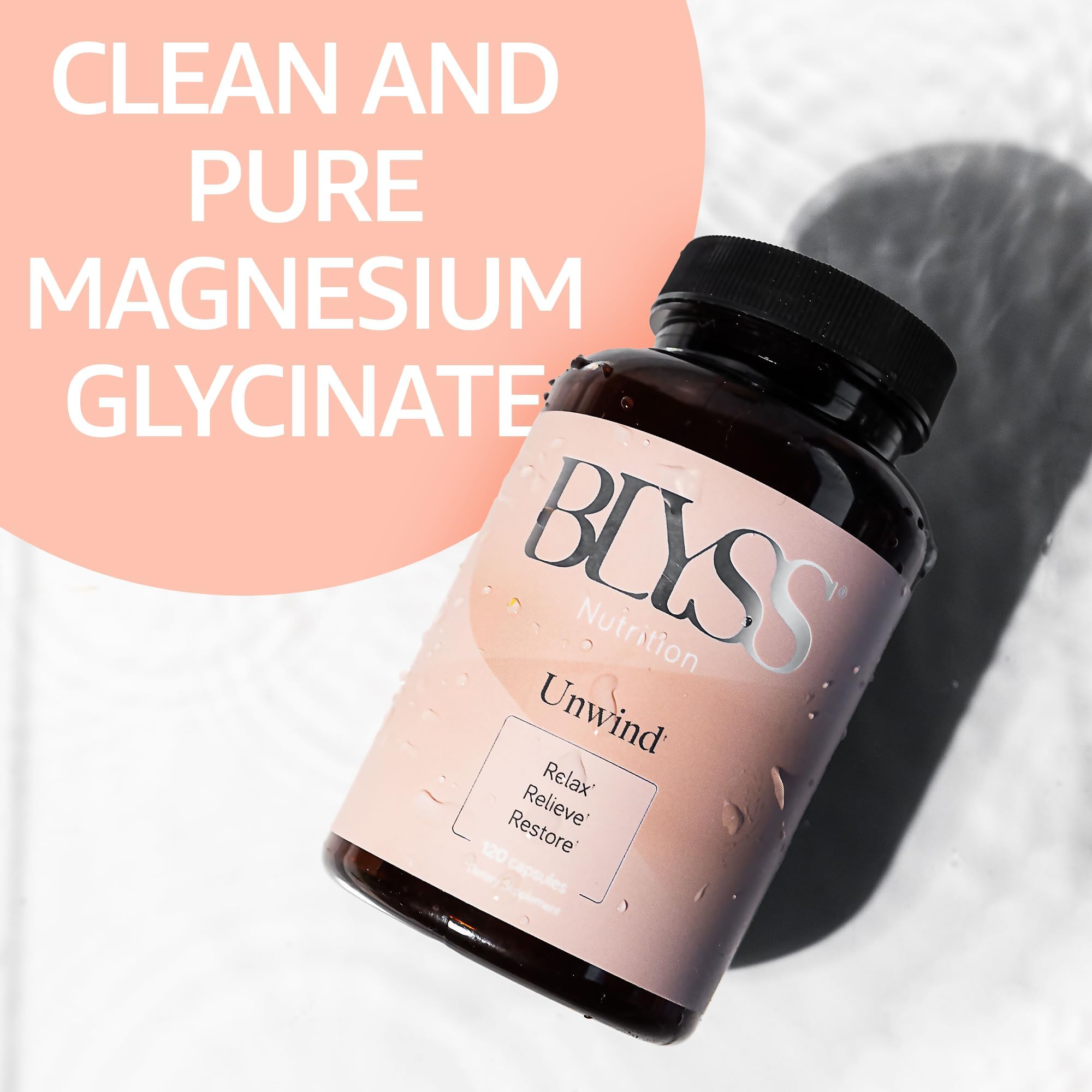 BLYSS Nutrition Magnesium Bisglycinate Capsules for Women - 200mg Chelated Glycinate Magnesium Supplement - Natural Supplements to Support Sleep,