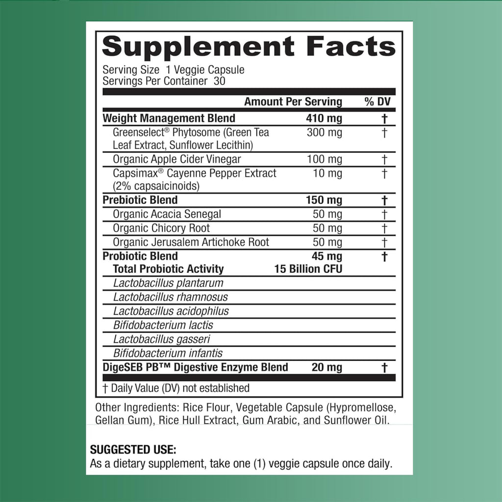 BIGJOHNLAB® - Probiotics for Weight Management & Bloating - 6 Probiotic Strains - Prebiotics - Key Ingredient Cayenne & Green Tea - Supports Gut Health - Weight Management for Women & Men - 30 CT BIGJOHNLAB Au supplements