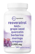 Micro Ingredients Resveratrol NAD Complex 3,000mg for Women & Men, 240 Veggie Capsules | NMN Supplement Alternative | 11-in-1 Blend with NAD+, Quercetin, Moringa, Berberine, Grape Seed, & Oregano Micro Ingredients Au supplements