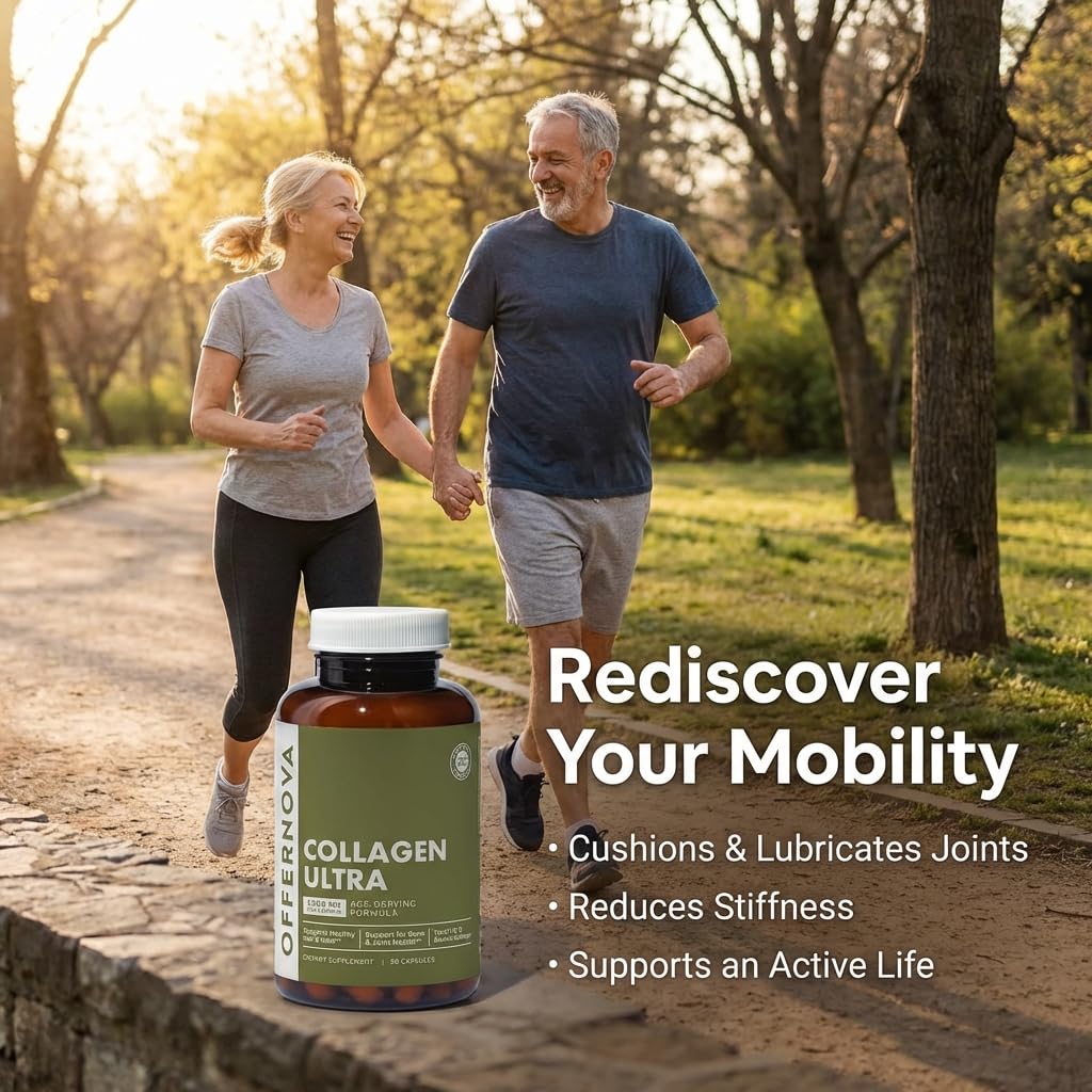 Offernova Collagen Ultra Hydrolyzed Collagen Supplements - 3000mg Anti Aging Bovine Collagen Peptides for Healthy Joints, Bones, Hair and Skin.