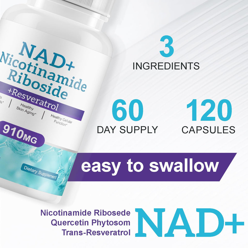 NAD+ Supplement Alternative - Liposomal Nicotinamide Riboside - Resveratrol & Quercetin - High Purity NAD Supplements for Anti-Aging, Focus, Energy 120 Capsules Ruduwu Au supplements