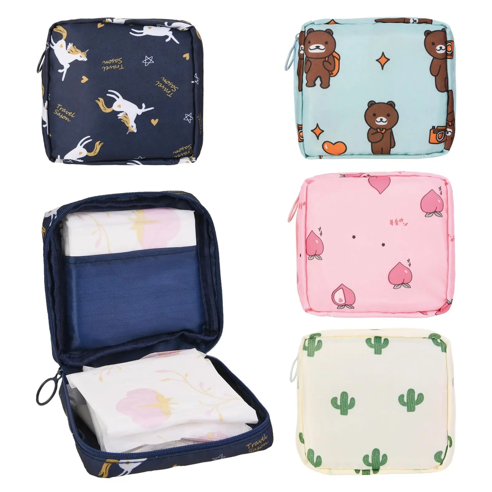4Pcs Period Bag, Sanitary Pad Storage Bag Samll Period Pouch for Purse Cute Menstrual Period Bag Aster Au supplements