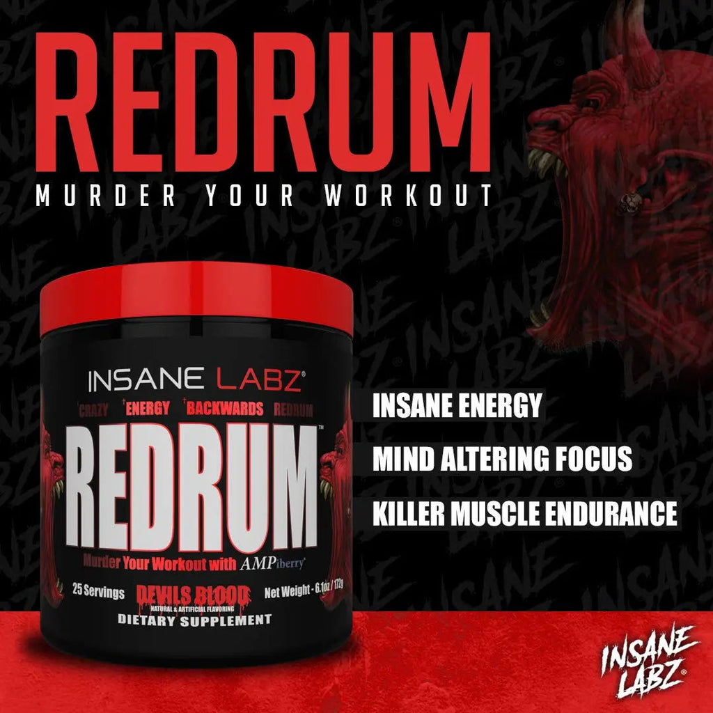 Insane Labz Redrum High Stim Pre Workout NO Booster Powder, Loaded with Beta Alanine Insane Labz Au supplements