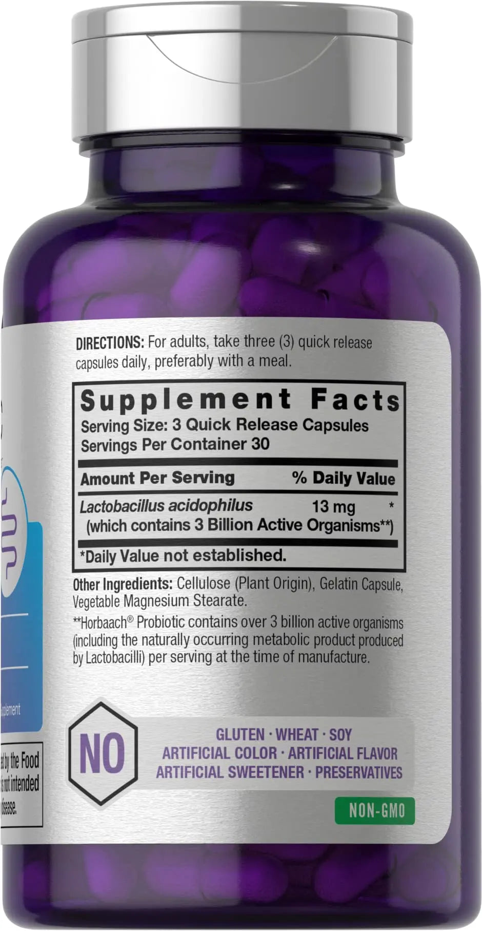 Probiotic for Women & Men's Digestive Health | 3 Billion CFU | 90 Capsules | Non-GMO Horbäach Au supplements