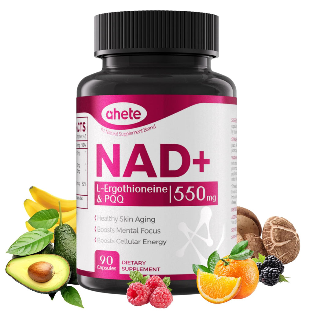 Ahete NAD Supplement with L-Ergothioneine, PQQ, Vitamin B6, and NMNH Supplement - for Cellular Health, Energy Support and Healthy Aging for Women & Men - Vegetarian, Non-GMO, Gluten Free- 90 Capsules Ahete Au supplements