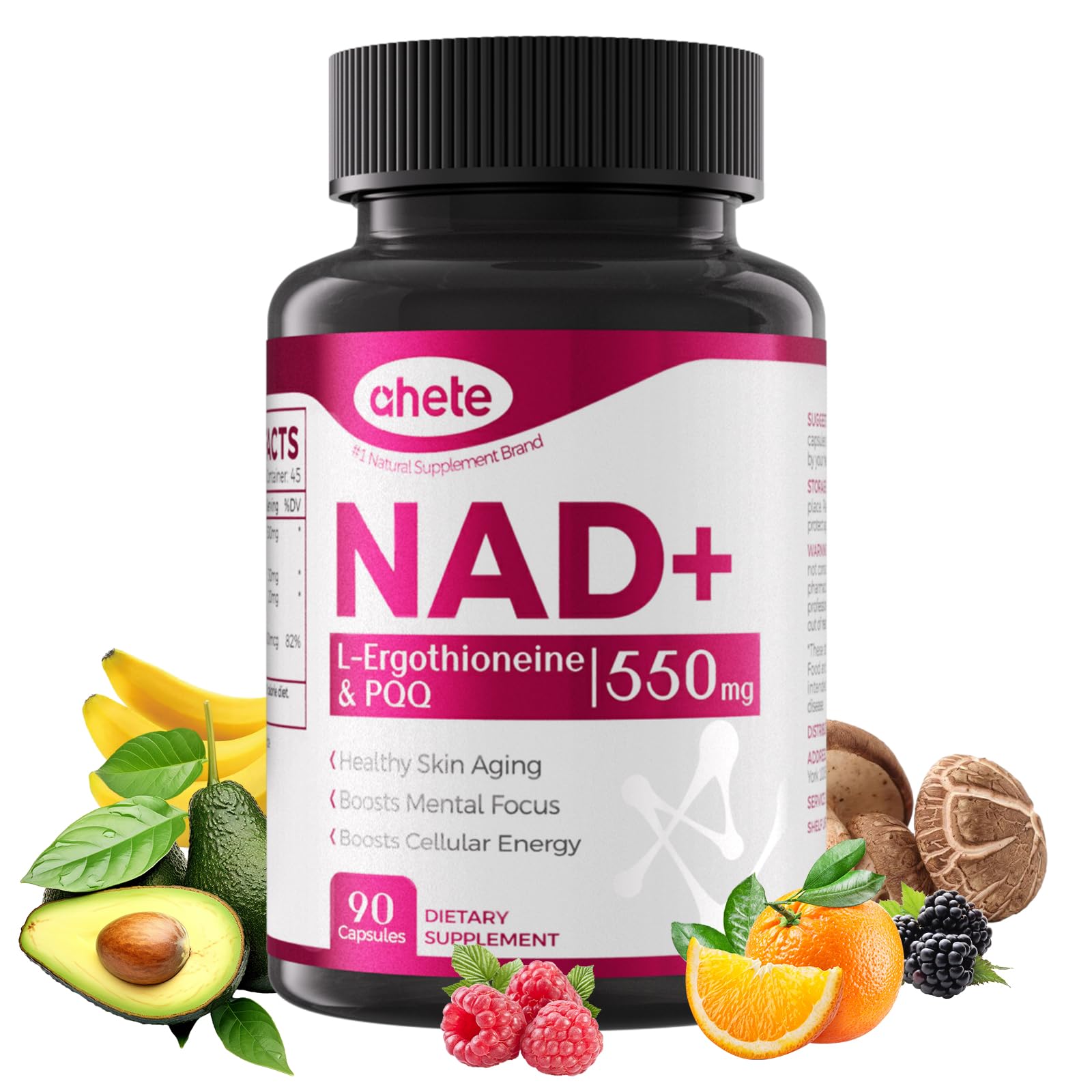 Ahete NAD Supplement with L-Ergothioneine, PQQ, Vitamin B6, and NMNH Supplement - for Cellular Health, Energy Support and Healthy Aging for Women & Men - Vegetarian, Non-GMO, Gluten Free- 90 Capsules Ahete Au supplements
