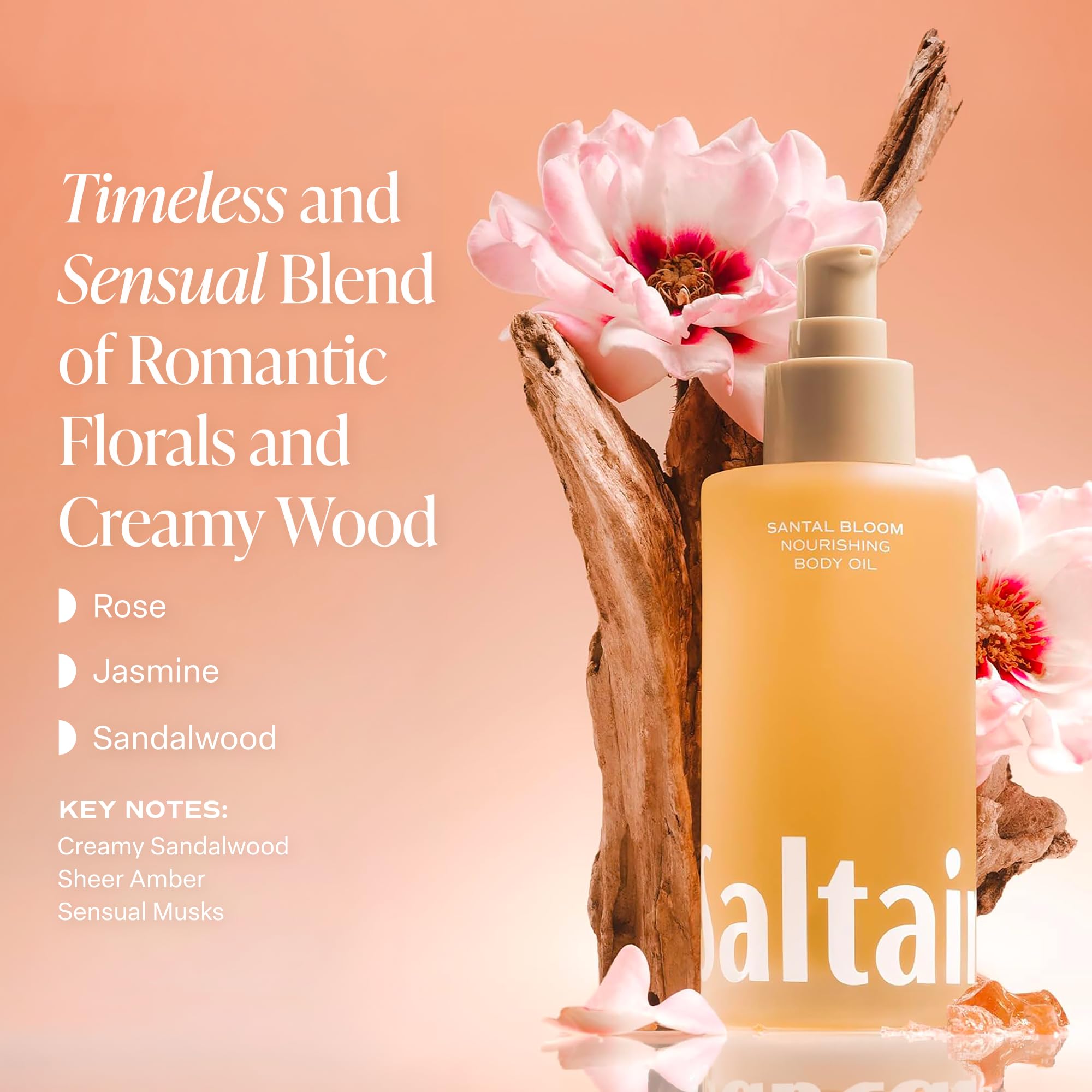 Saltair Body Oil - Luxurious Santal Bloom After Shower and Bath Oil for Women and Men. Botanical, Non-Greasy
