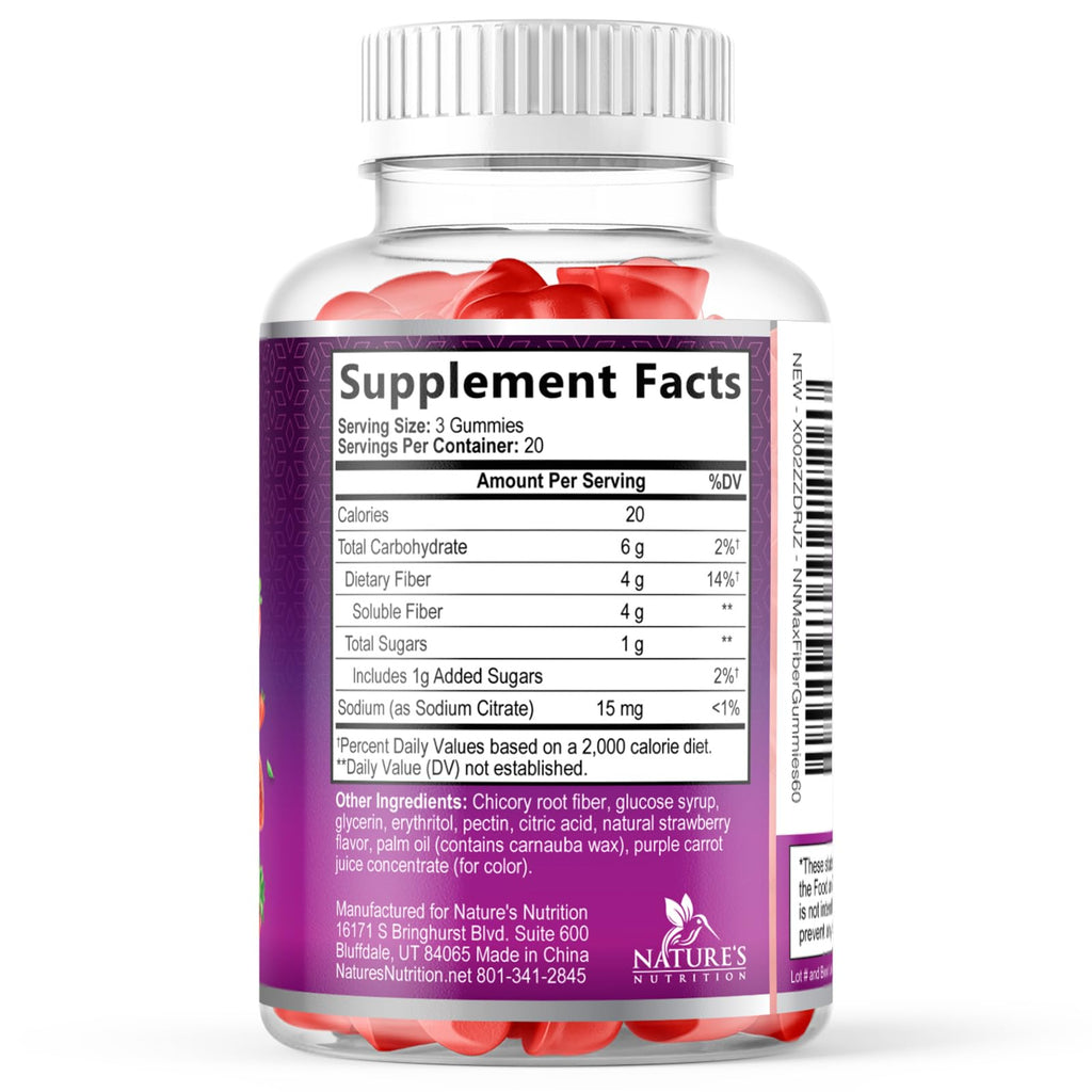 Fiber Gummies for Adults - Soluble Fiber 4g Per Serving - Plant-Based Prebiotic Fiber Supplement for Digestive Health, Gut Health, & Regularity Support - Vegan Gummy