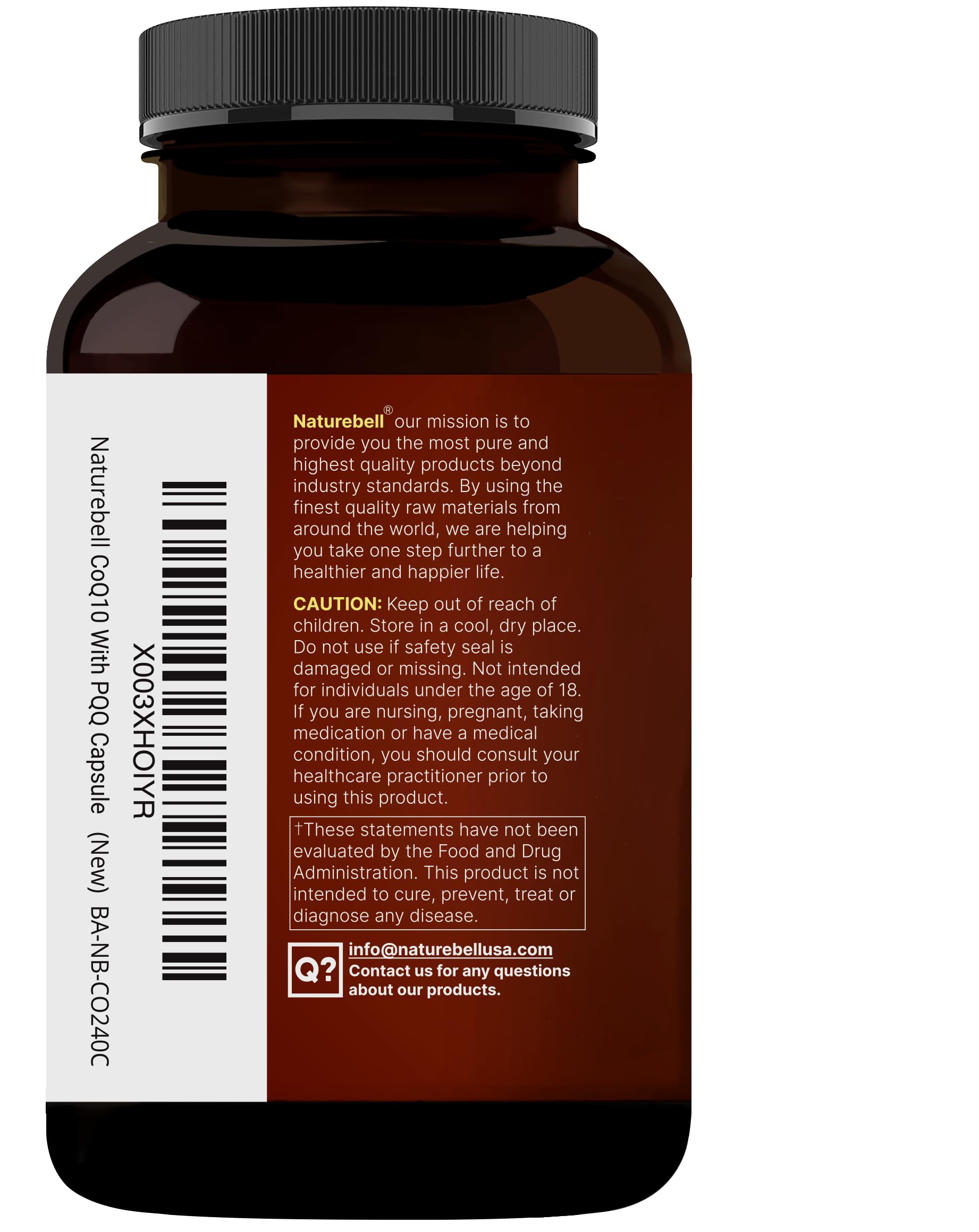 NatureBell CoQ10 200mg with PQQ, 240 Veggie Capsules | Stable High Absorption Form – Antioxidant Support for Heart, & Energy Health