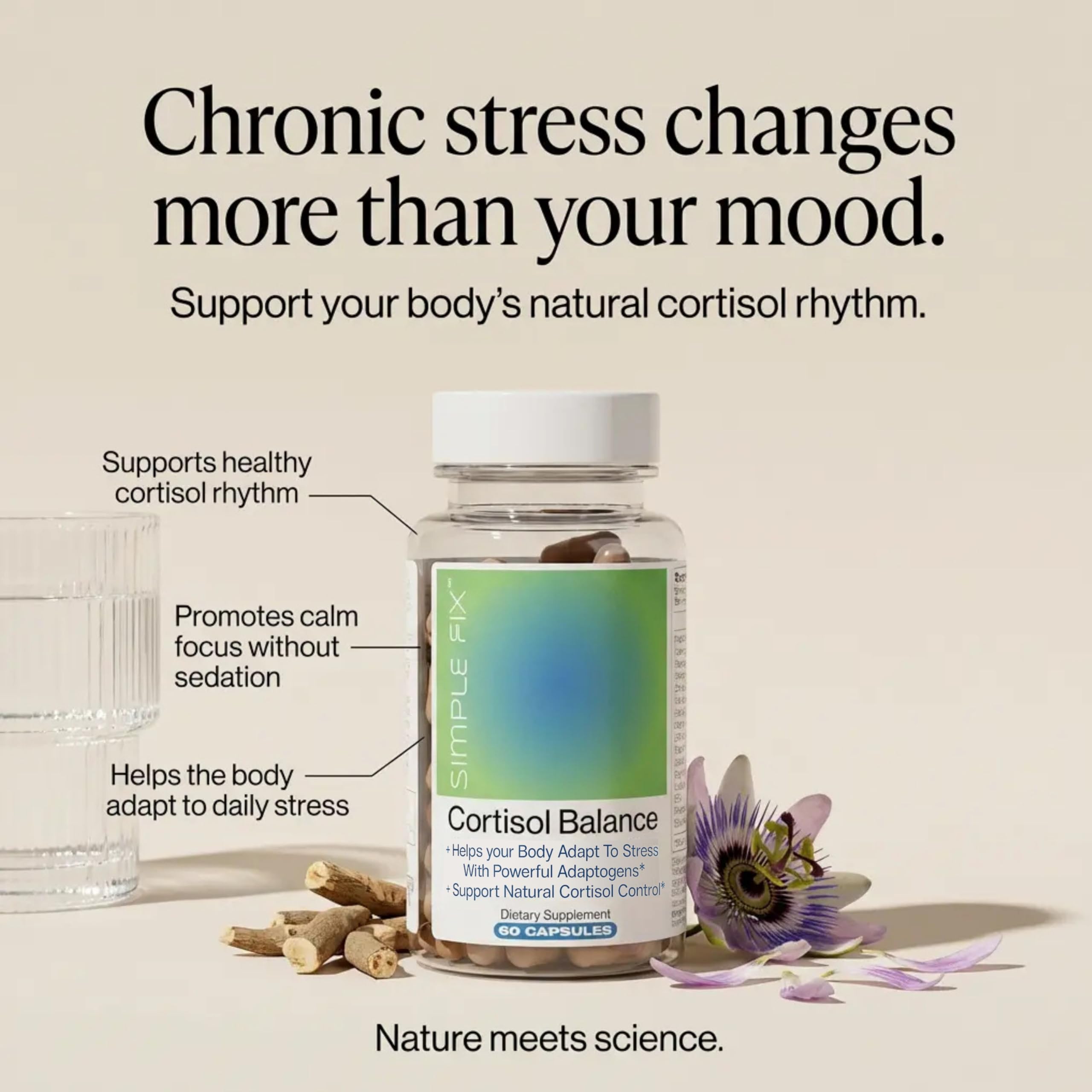 The Simple Fix Cortisol Balance Supplement – Supports Stress, Focus & Daily Energy – with Ashwagandha, Rhodiola Rosea, L-Theanine, Magnesium, Zinc & B6 – Adaptogen Formula – Vegan Capsules The Simple Fix Au supplements