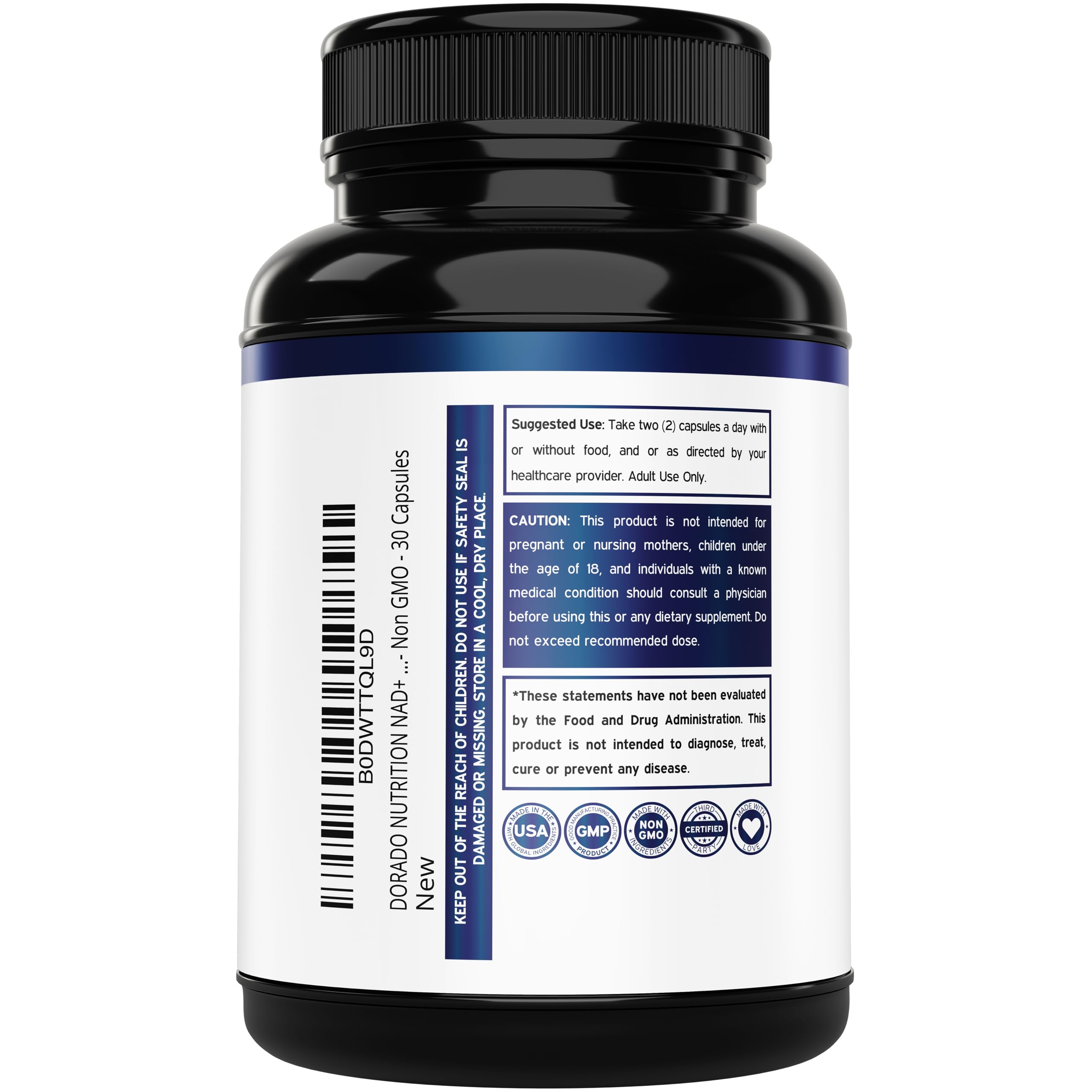 Nicotinamide Riboside 500mg (30 Count) NAD Supplement - NR Supplement For Women & Men to Support NAD+ Levels - NAD Booster - Third Party Tested - Vegan Safe, Non GMO & USA Made (30 Capsules) DORADO NUTRITION Au supplements