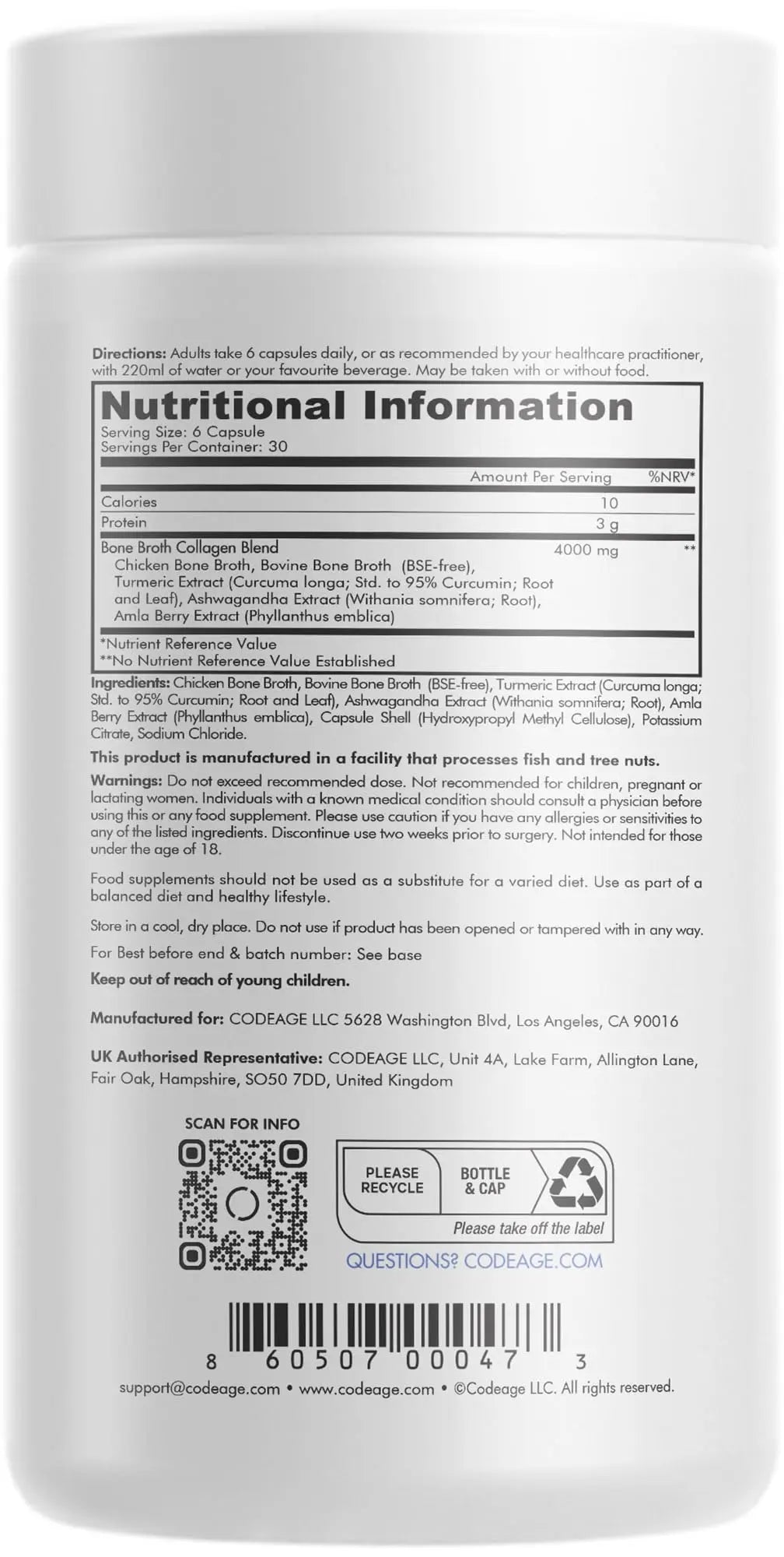 Codeage Bone Broth Collagen Capsules Grass Fed - Pasture Raised Chicken Bone Broth Collagen Codeage Au supplements