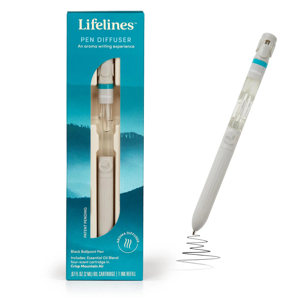 Pen Diffuser in Crisp Mountain Air Essential Oil Blends - Elegant 1.0mm Ballpoint Tip - Black Pen Lifelines Au supplements